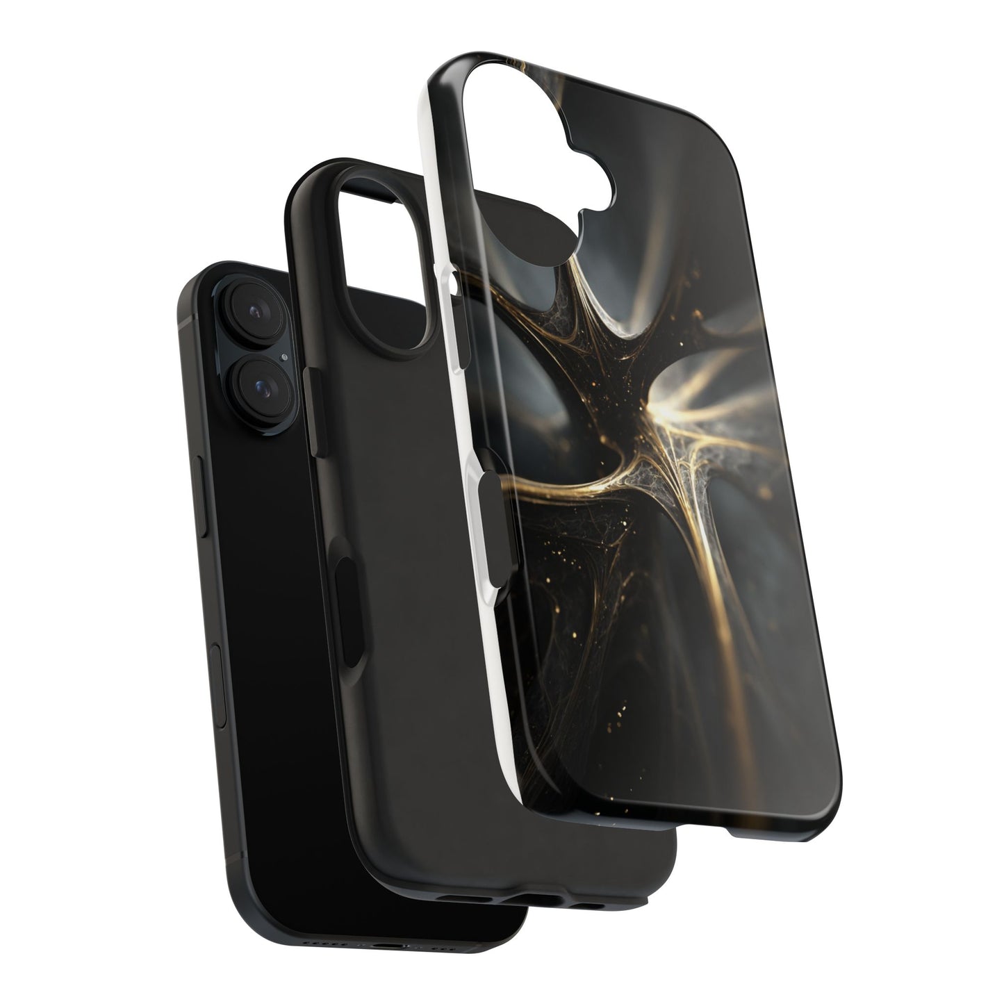 Elegant Tough Phone Case with Abstract Metallic Design
