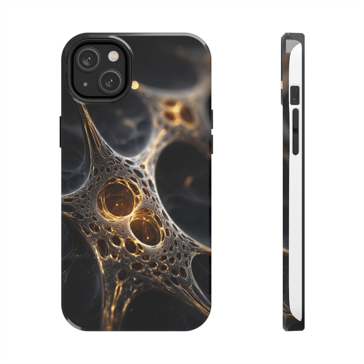 Luxurious Abstract Tough Phone Case - Gold and Black Design