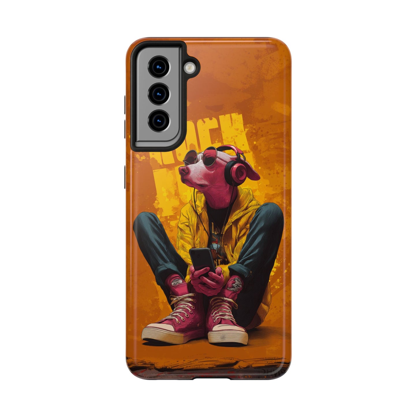 Dog with Pink Sunglasses and Headphones Tough Phone Case