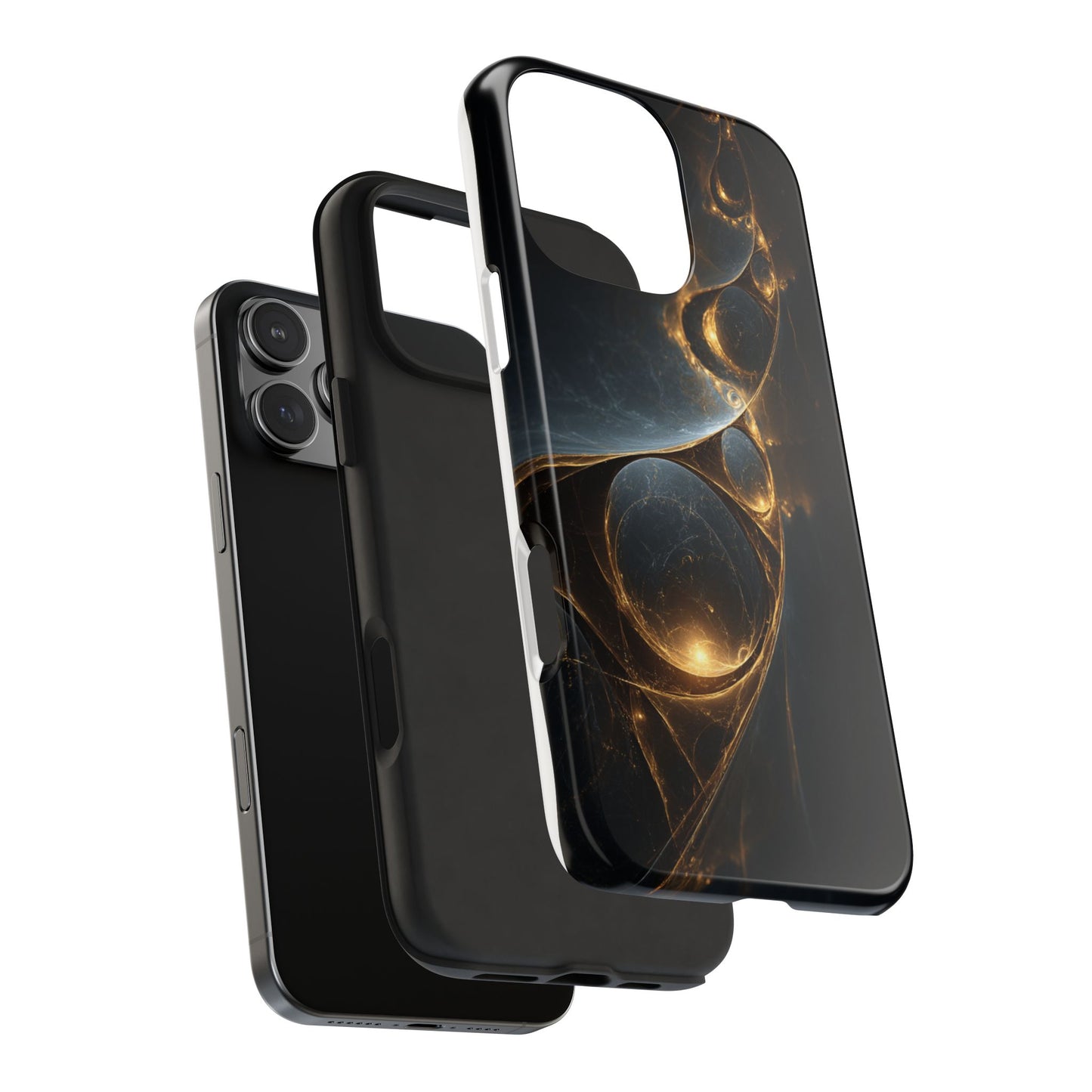 Stylish Tough Phone Case with Elegant Golden Swirls