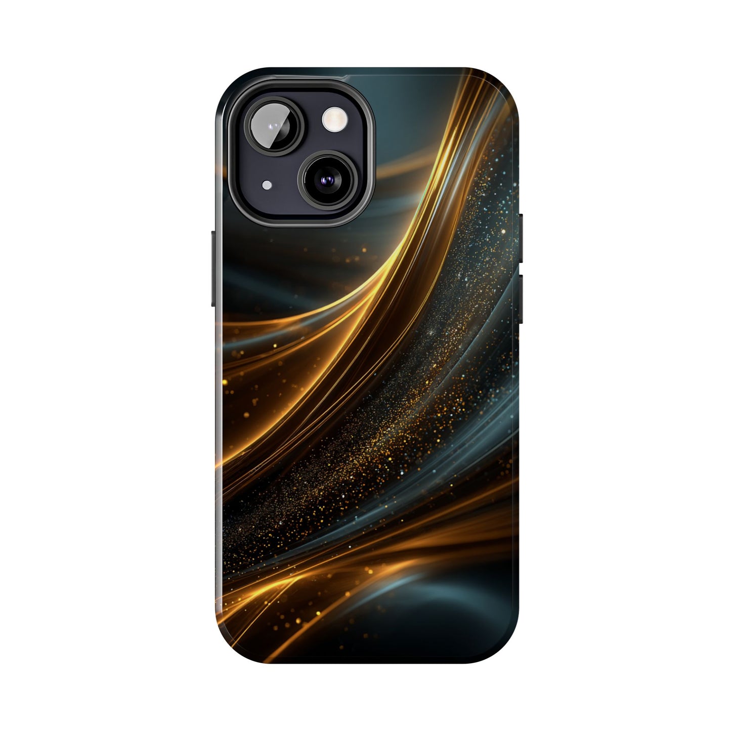 Elegant Tough Phone Case with Glittering Waves Design
