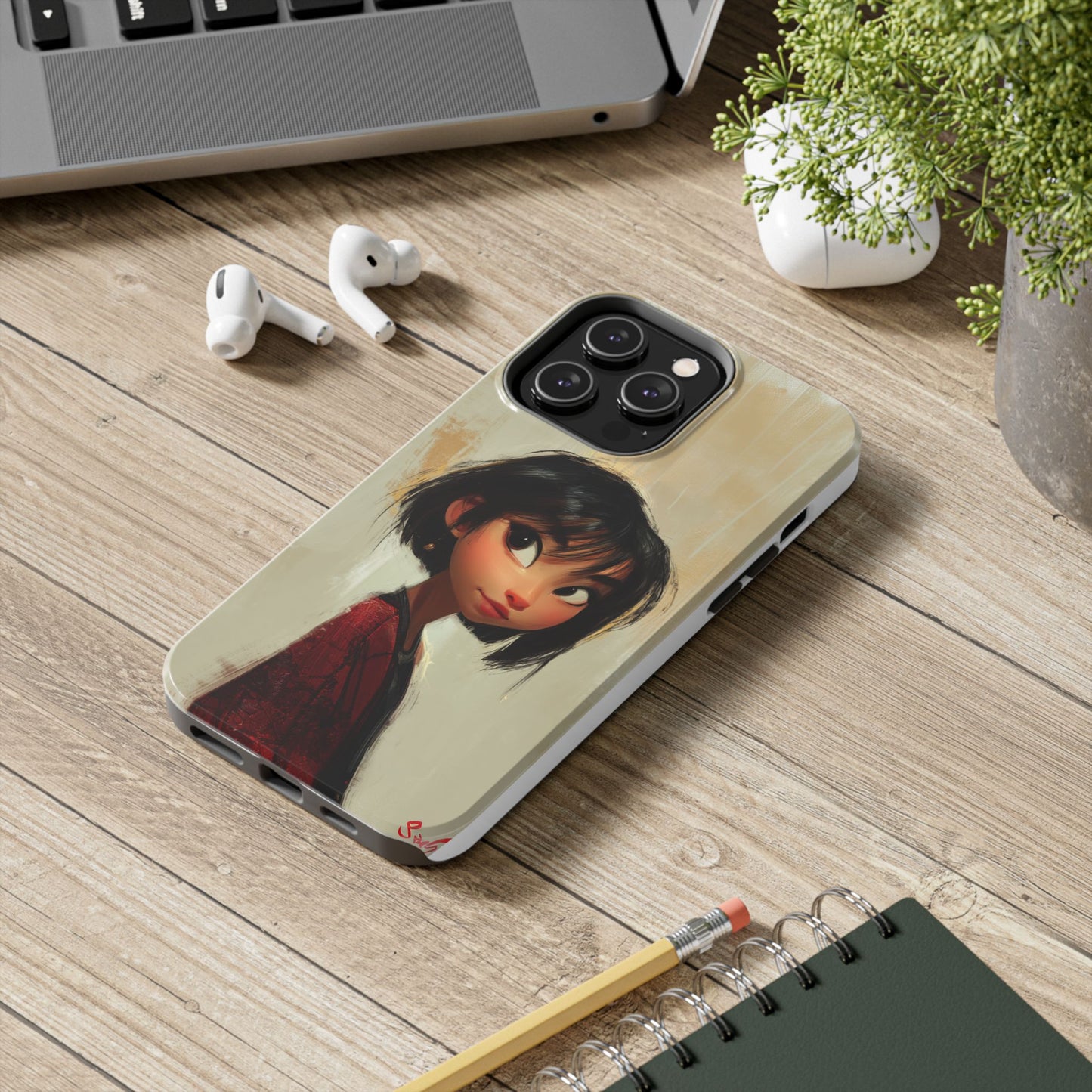 Artistic Tough Phone Case - Cute Character Design for Kids and Teens