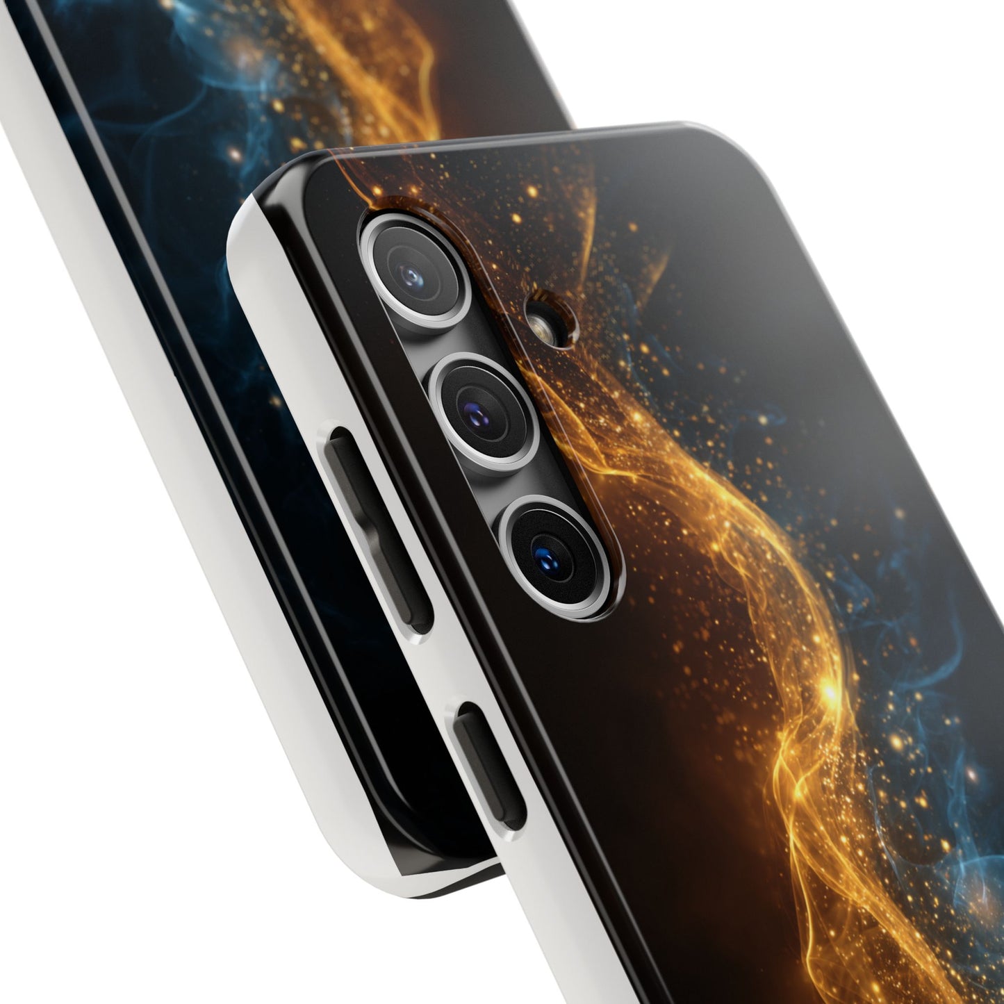 Dynamic Gold and Blue Tough Phone Case - Durable Protection with a Stunning Design