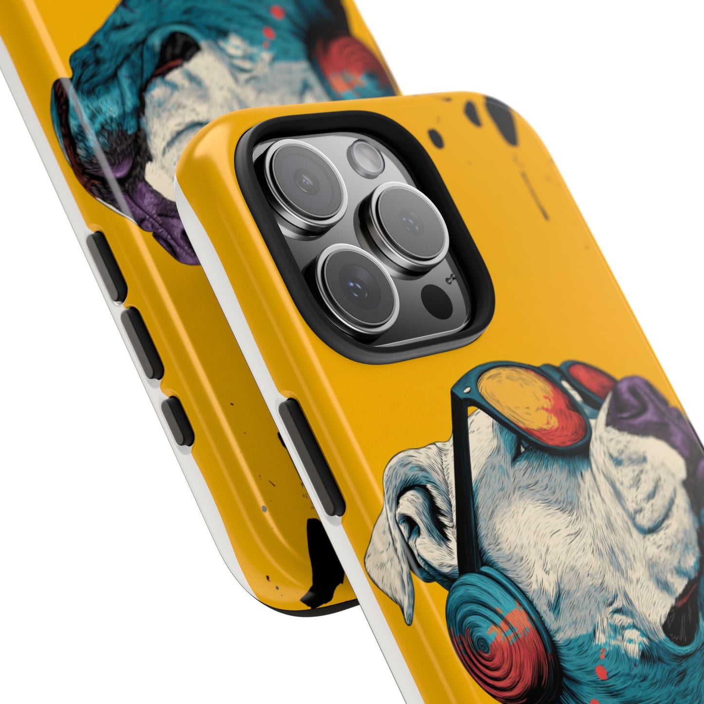 French Bulldog with Orange Sunglasses and Headphones Tough Phone Case