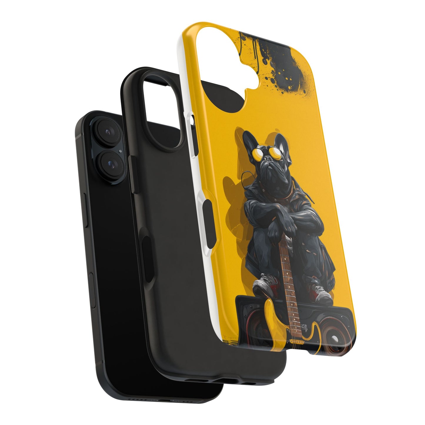 Rebellious Dog with Guitar Tough Phone Case – Wearable Art for Pet & Music Lovers