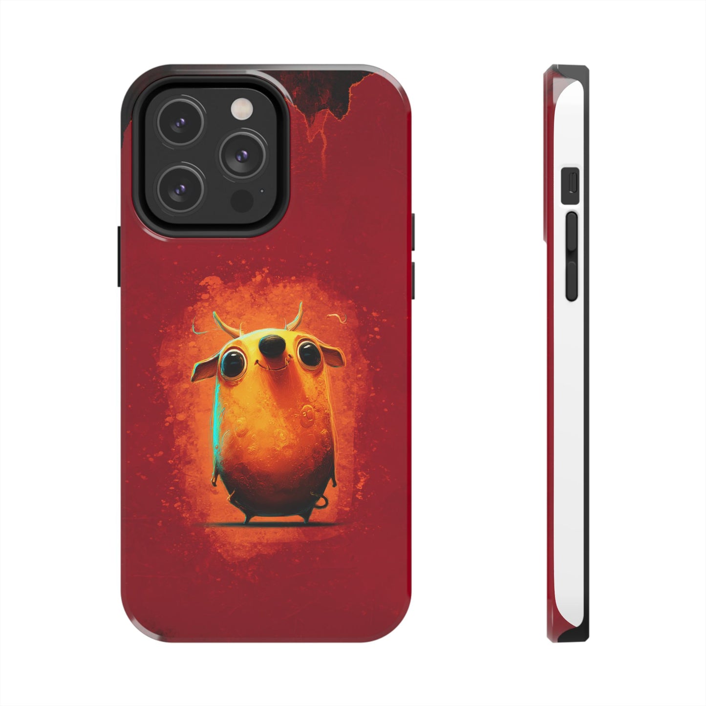 Whimsical Tough Phone Case - Cute Orange Monster Design