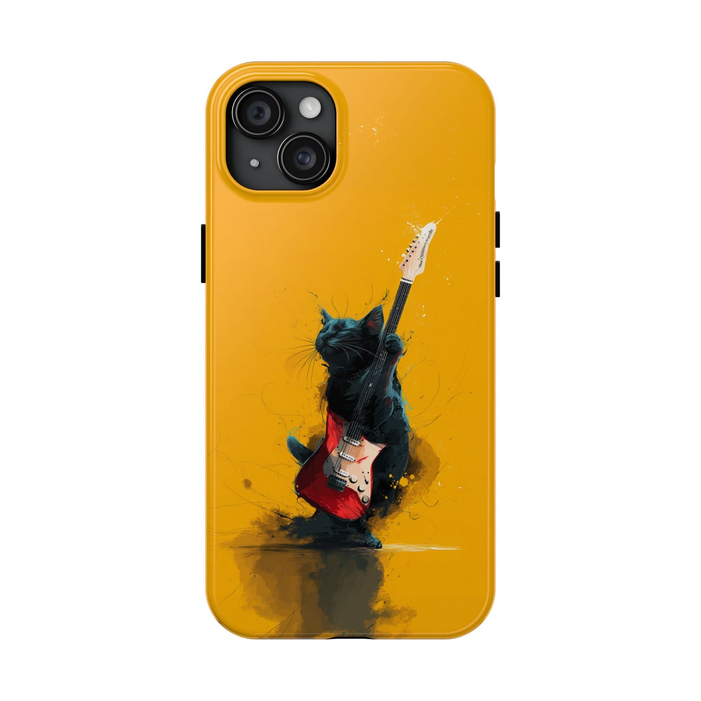 Black Cat Playing Red Guitar Tough Phone Case
