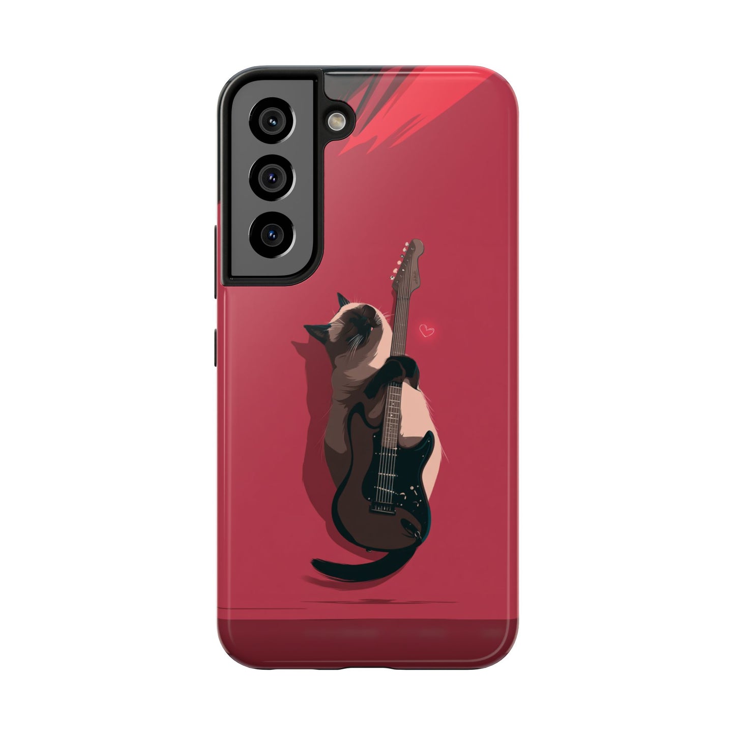 Charming Cat with Guitar Tough Phone Case – Wearable Art for Cat & Music Lovers