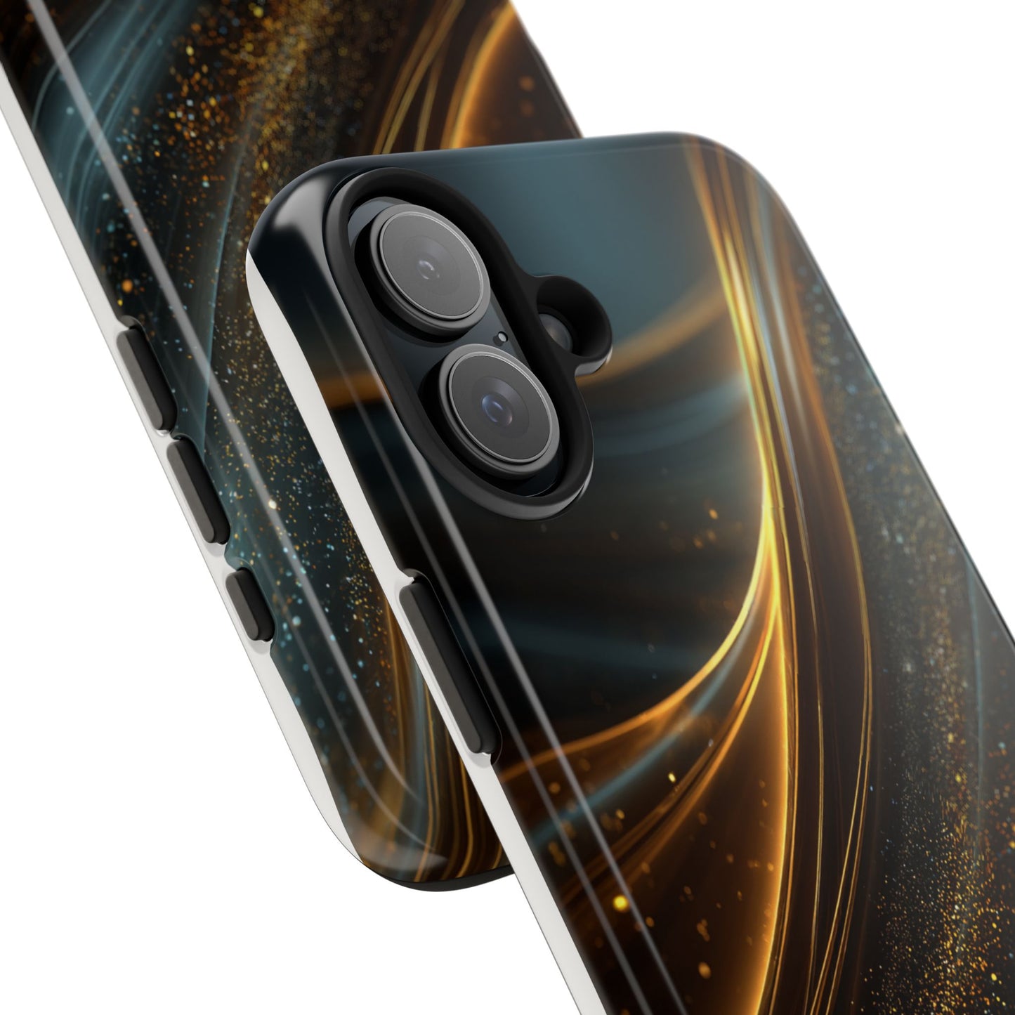 Elegant Tough Phone Case with Glittering Waves Design