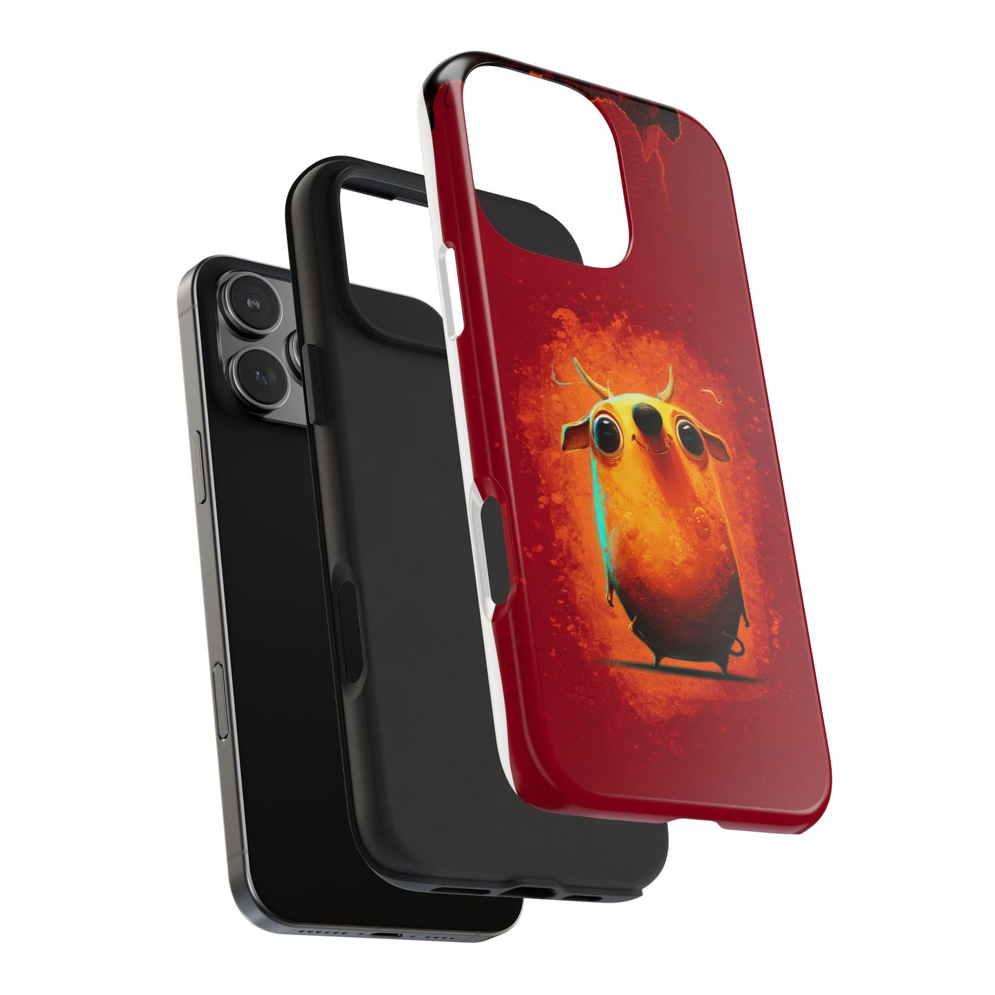 Whimsical Tough Phone Case - Cute Orange Monster Design