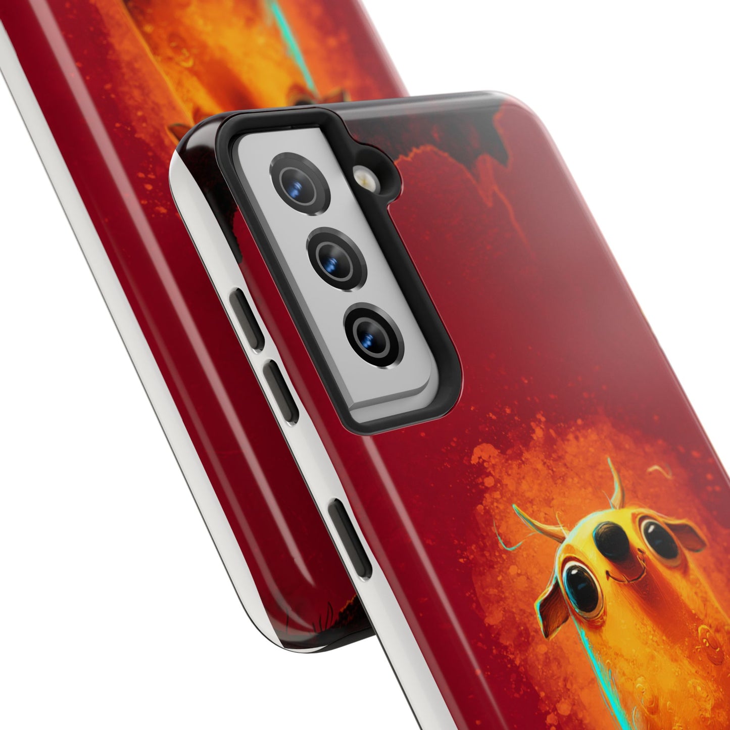 Whimsical Tough Phone Case - Cute Orange Monster Design