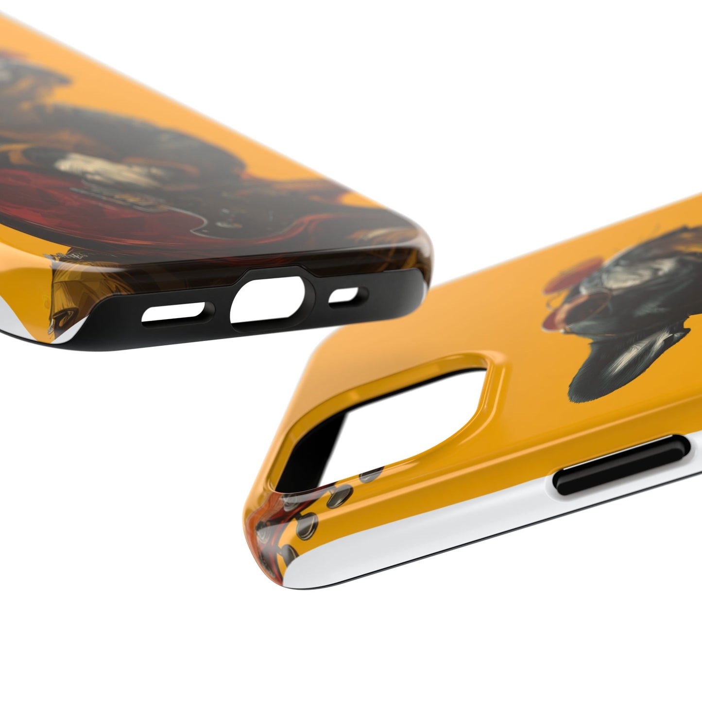 French Bulldog with Red Sunglasses Playing Red Guitar Tough Phone Case