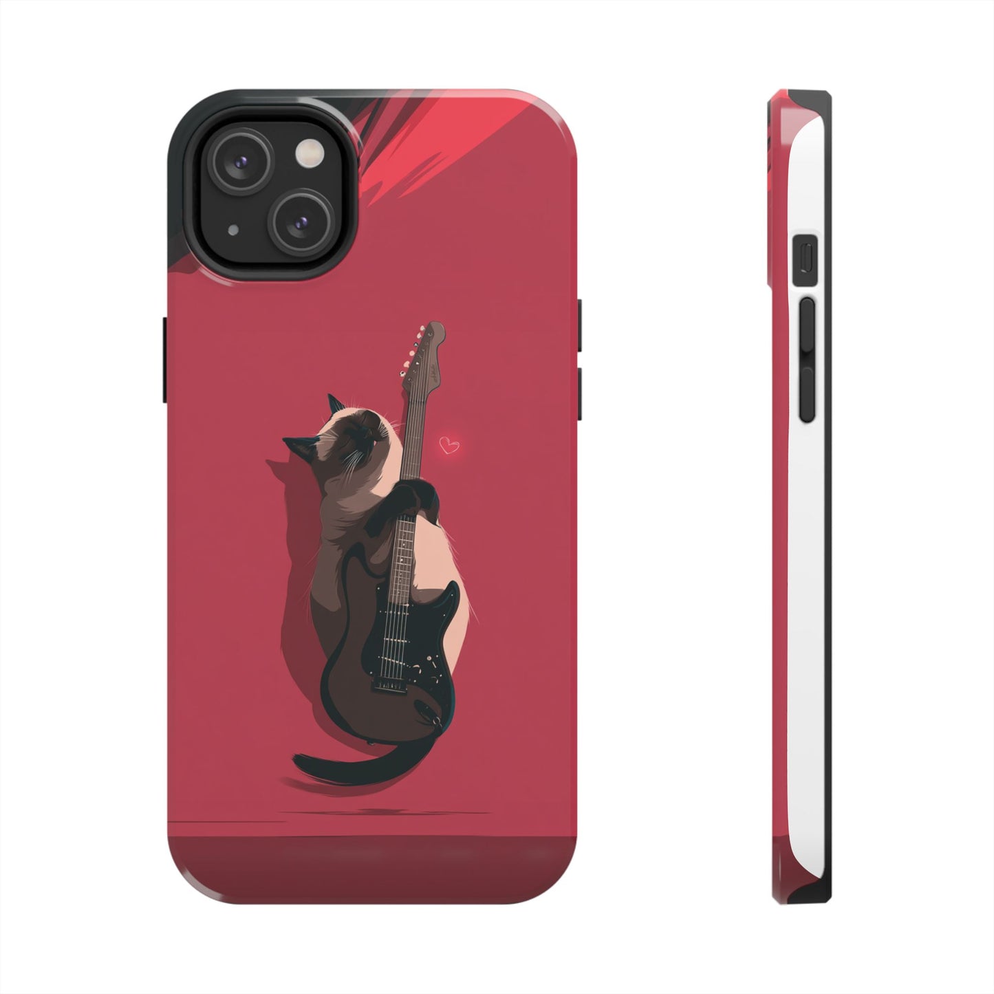 Charming Cat with Guitar Tough Phone Case – Wearable Art for Cat & Music Lovers