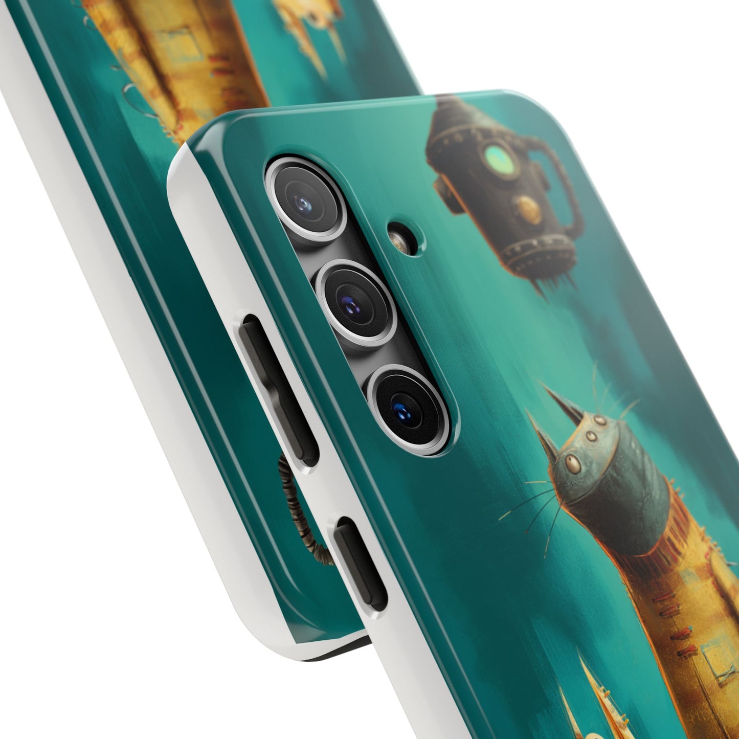 Whimsical Cat Adventure Tough Phone Case - Unique Design for Animal Lovers