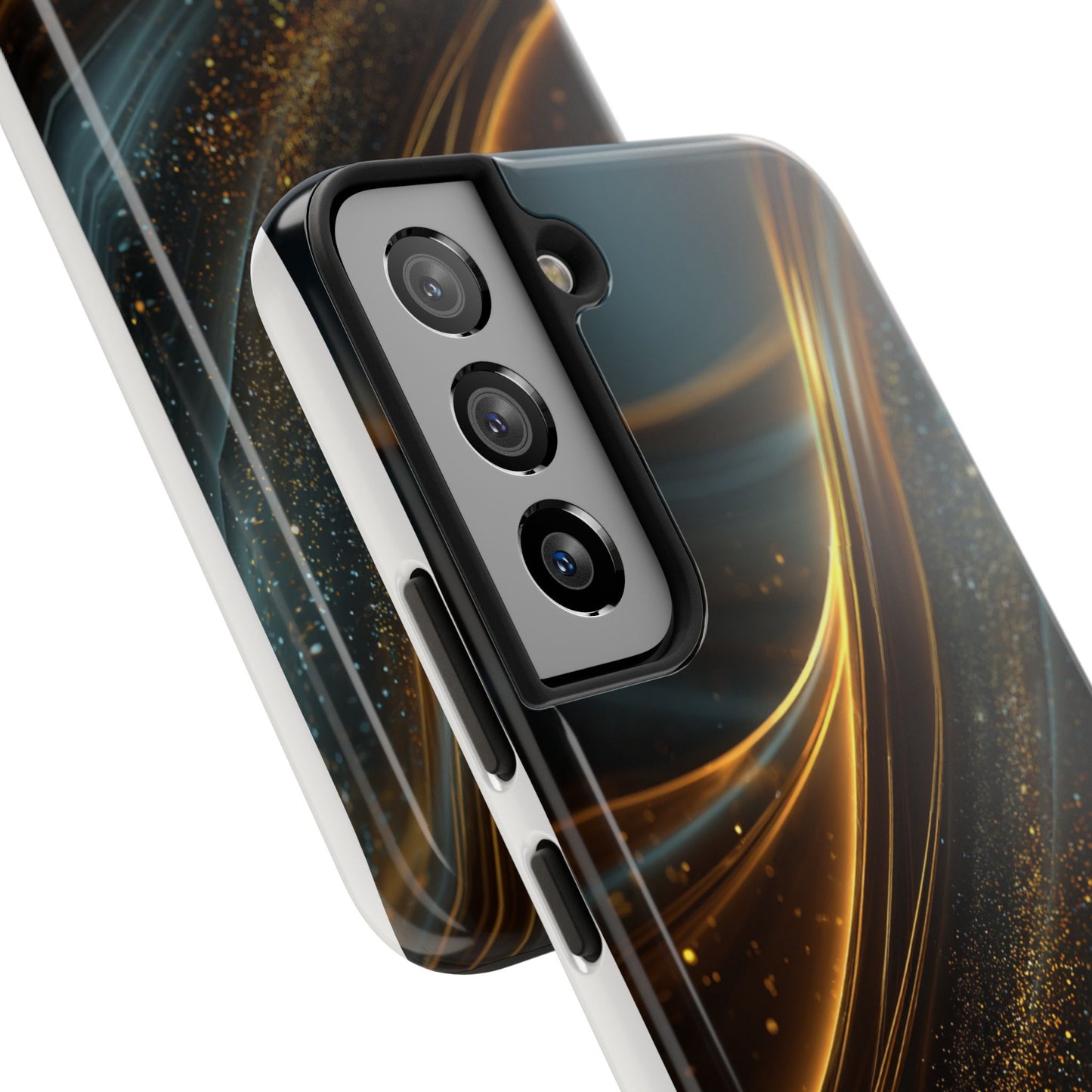 Elegant Tough Phone Case with Glittering Waves Design