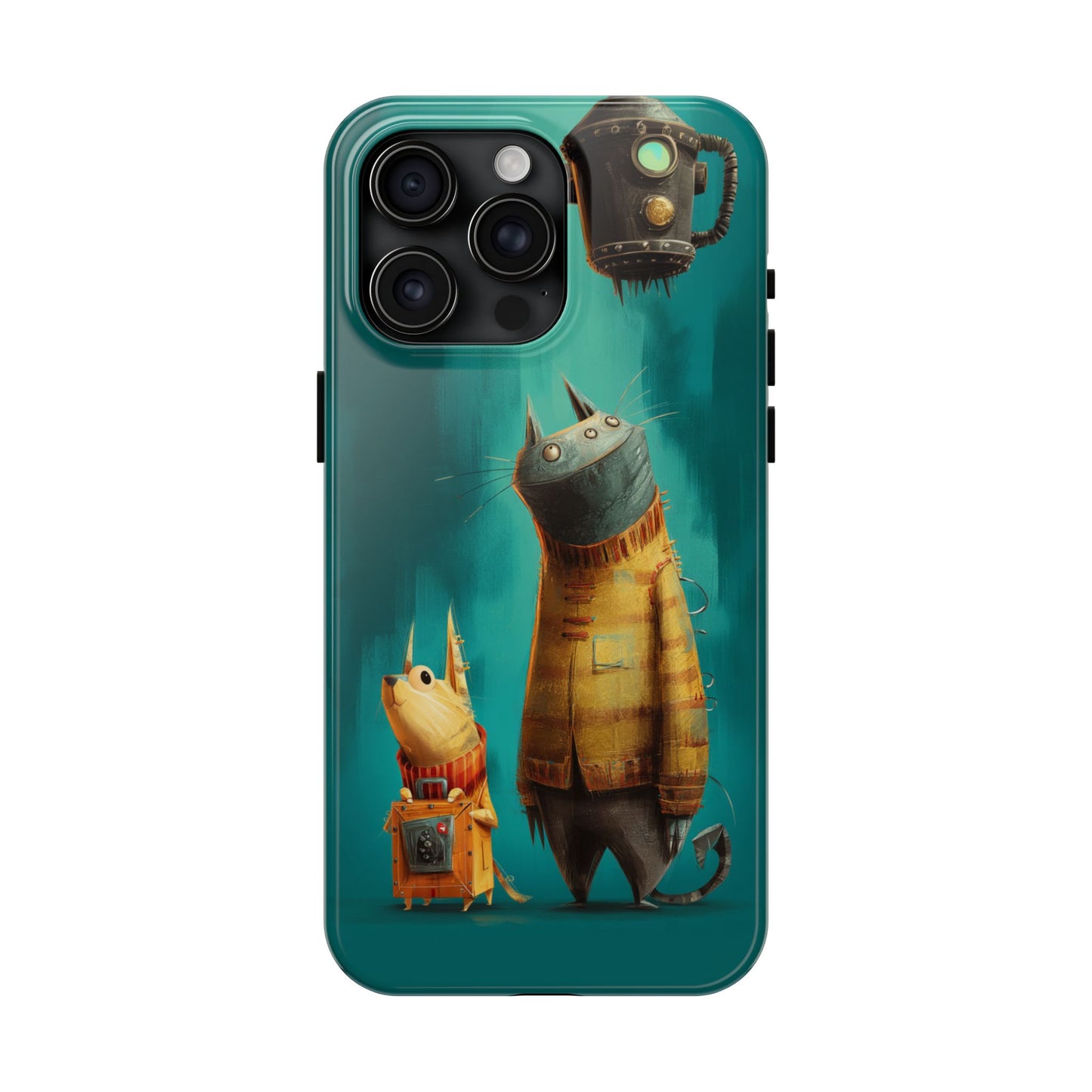 Whimsical Cat Adventure Tough Phone Case - Unique Design for Animal Lovers