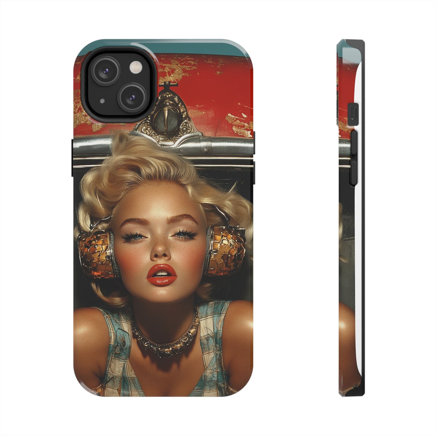 Retro Glam Tough Phone Case - Stylish Protection for Music Lovers