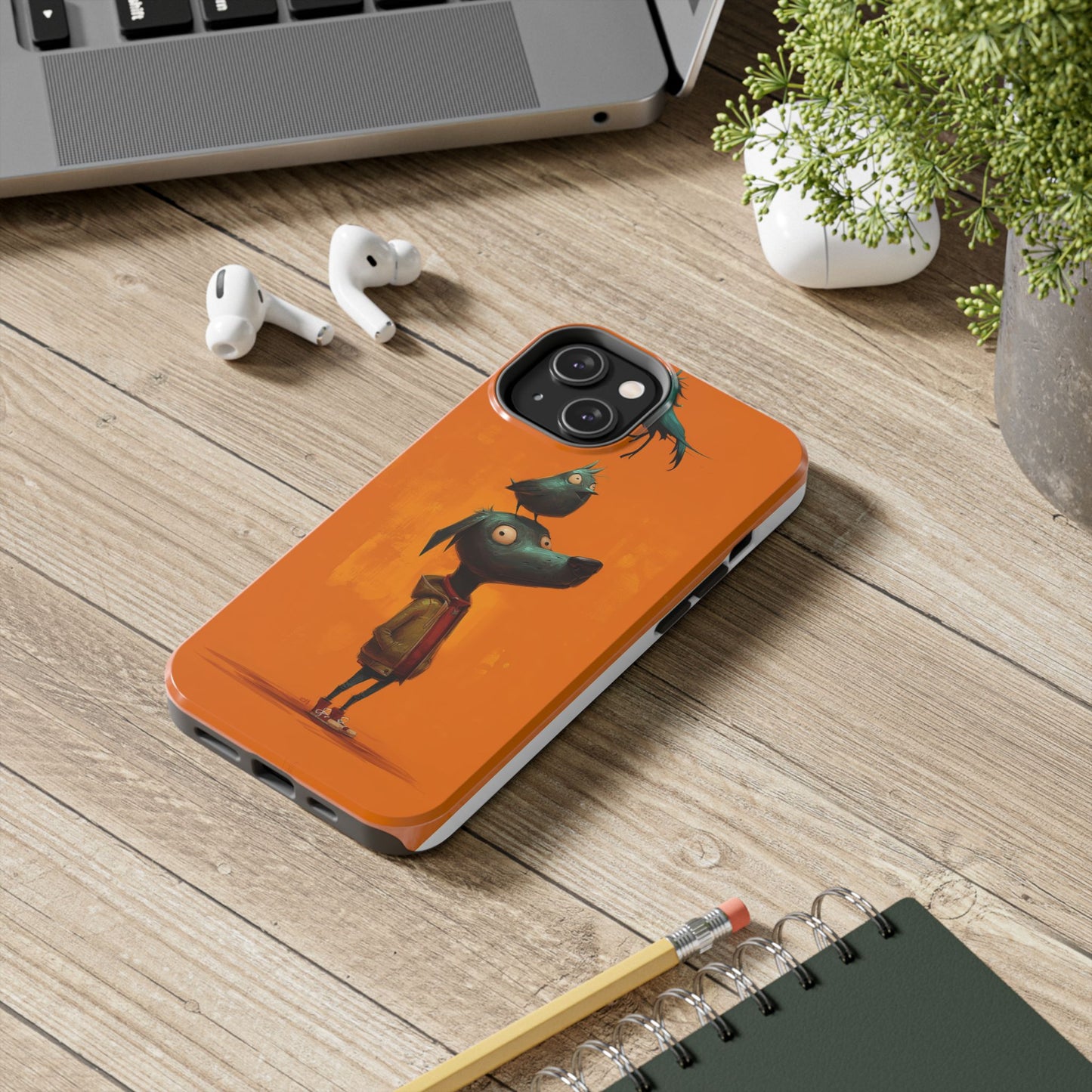 Fun Dog & Bird Tough Phone Cases - Quirky Animal Art for Pet Lovers