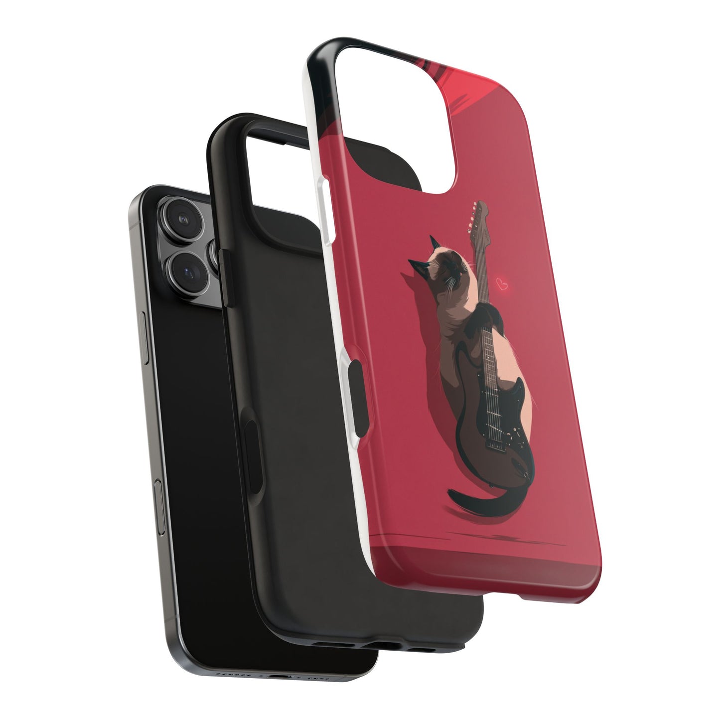 Charming Cat with Guitar Tough Phone Case – Wearable Art for Cat & Music Lovers