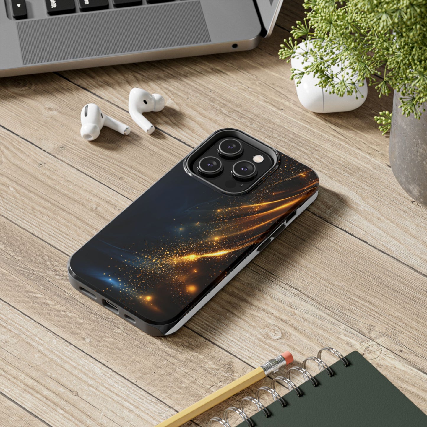 Galaxy Glitter Tough Phone Case - Shockproof Protection for iPhone
