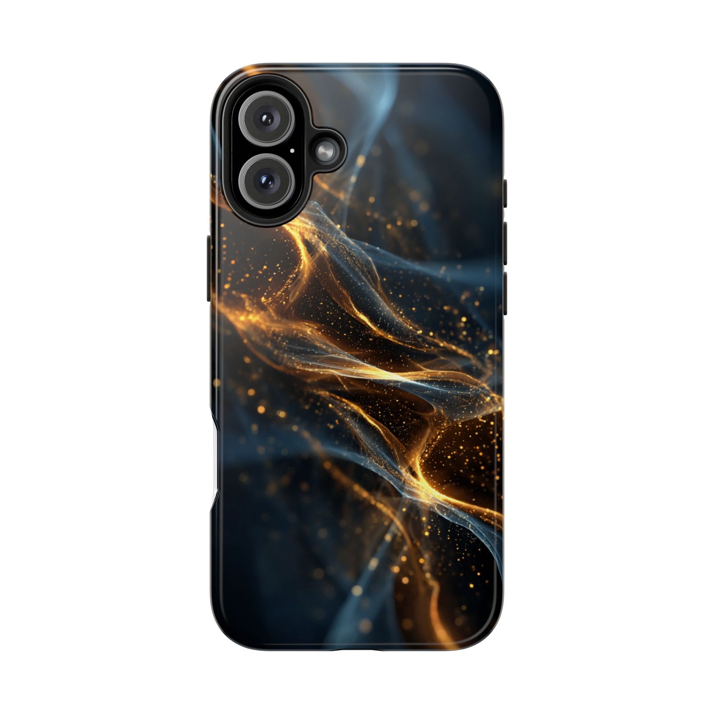 Stylish Tough Phone Case with Golden Swirl Design