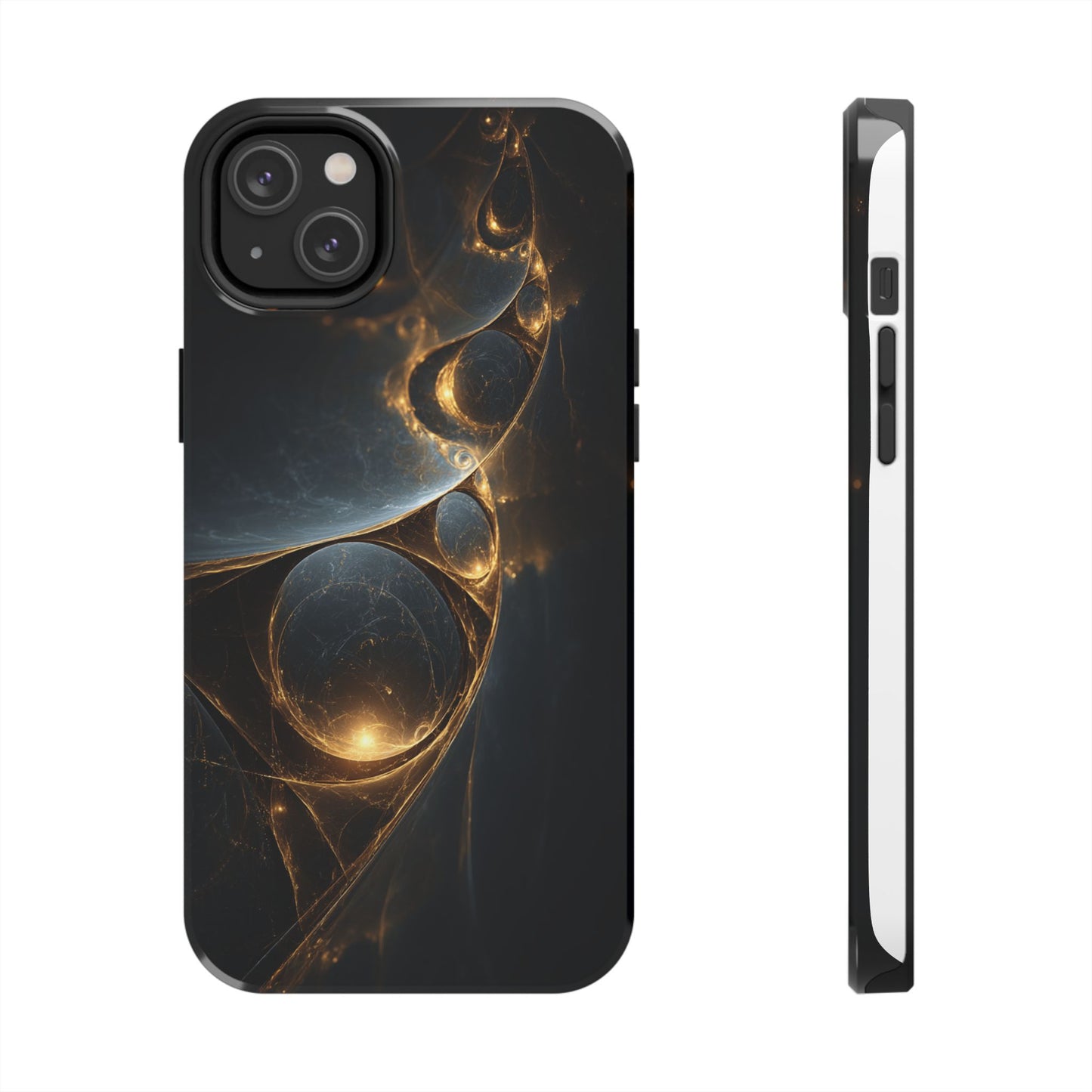 Stylish Tough Phone Case with Elegant Golden Swirls