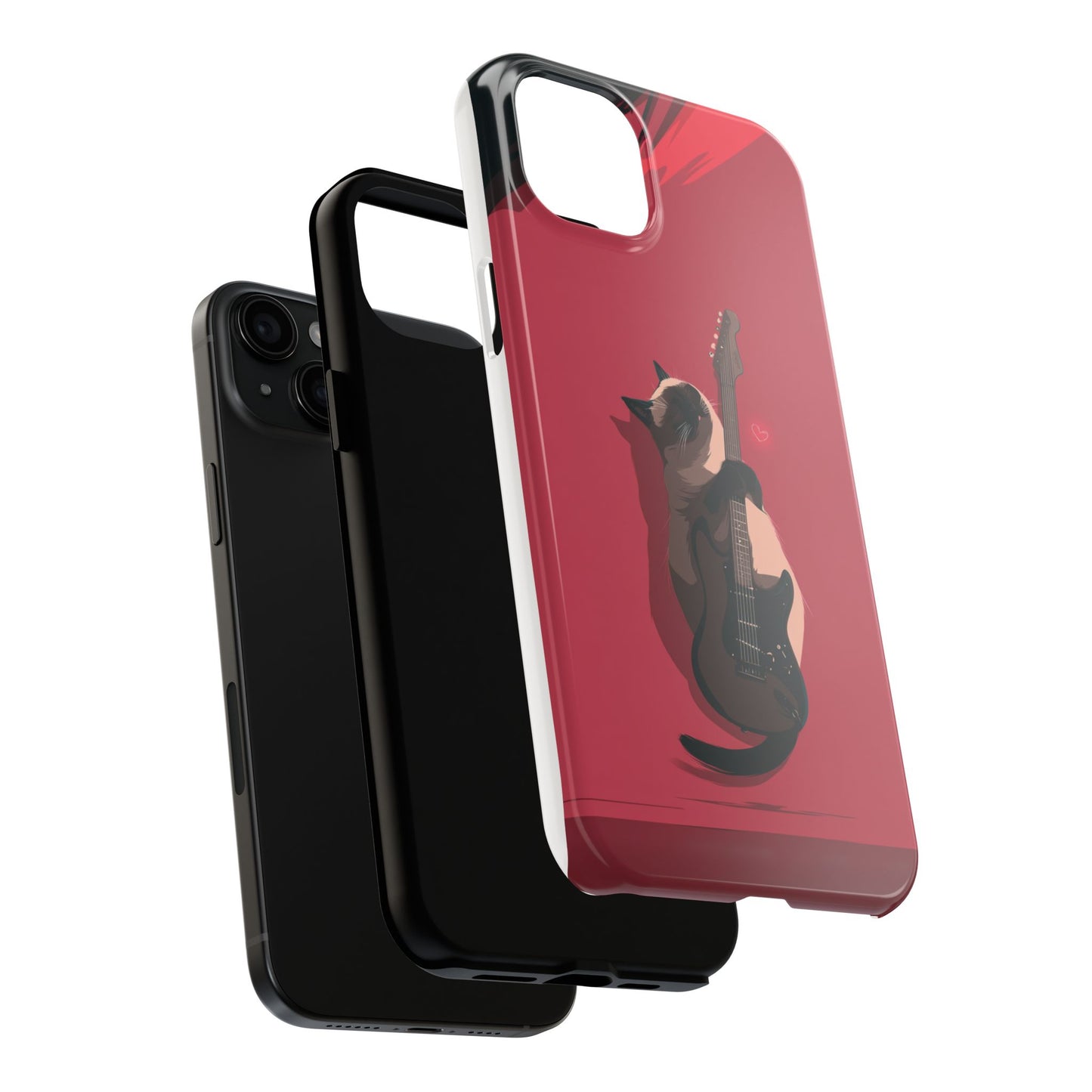Charming Cat with Guitar Tough Phone Case – Wearable Art for Cat & Music Lovers