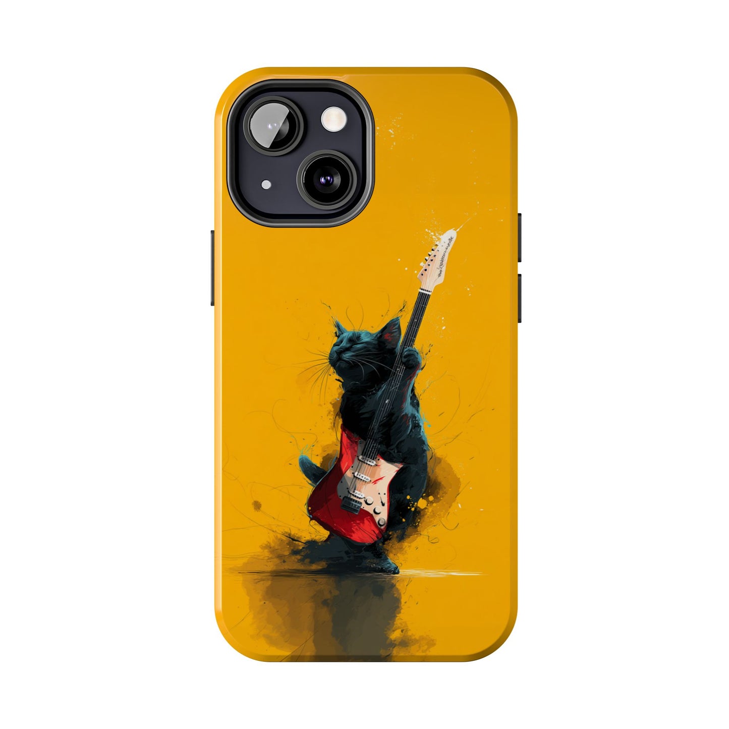 Black Cat Playing Red Guitar Tough Phone Case