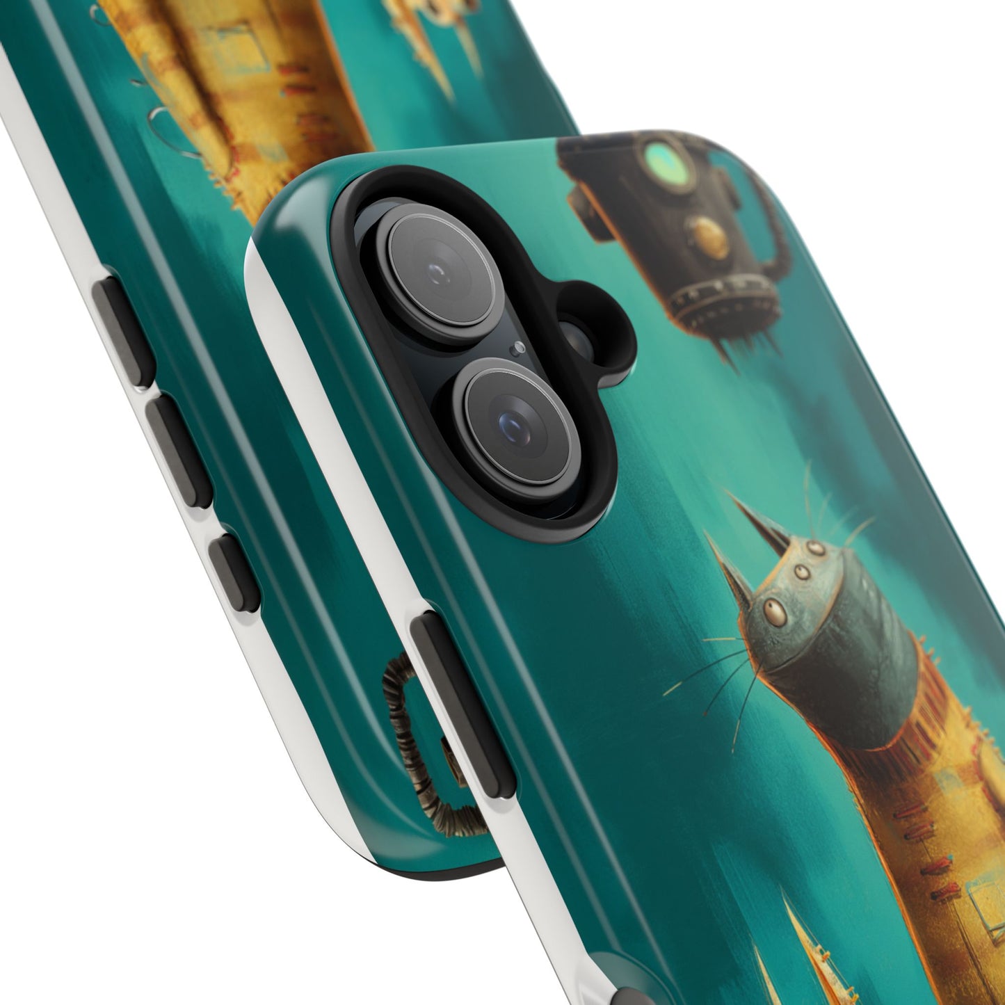 Whimsical Cat Adventure Tough Phone Case - Unique Design for Animal Lovers