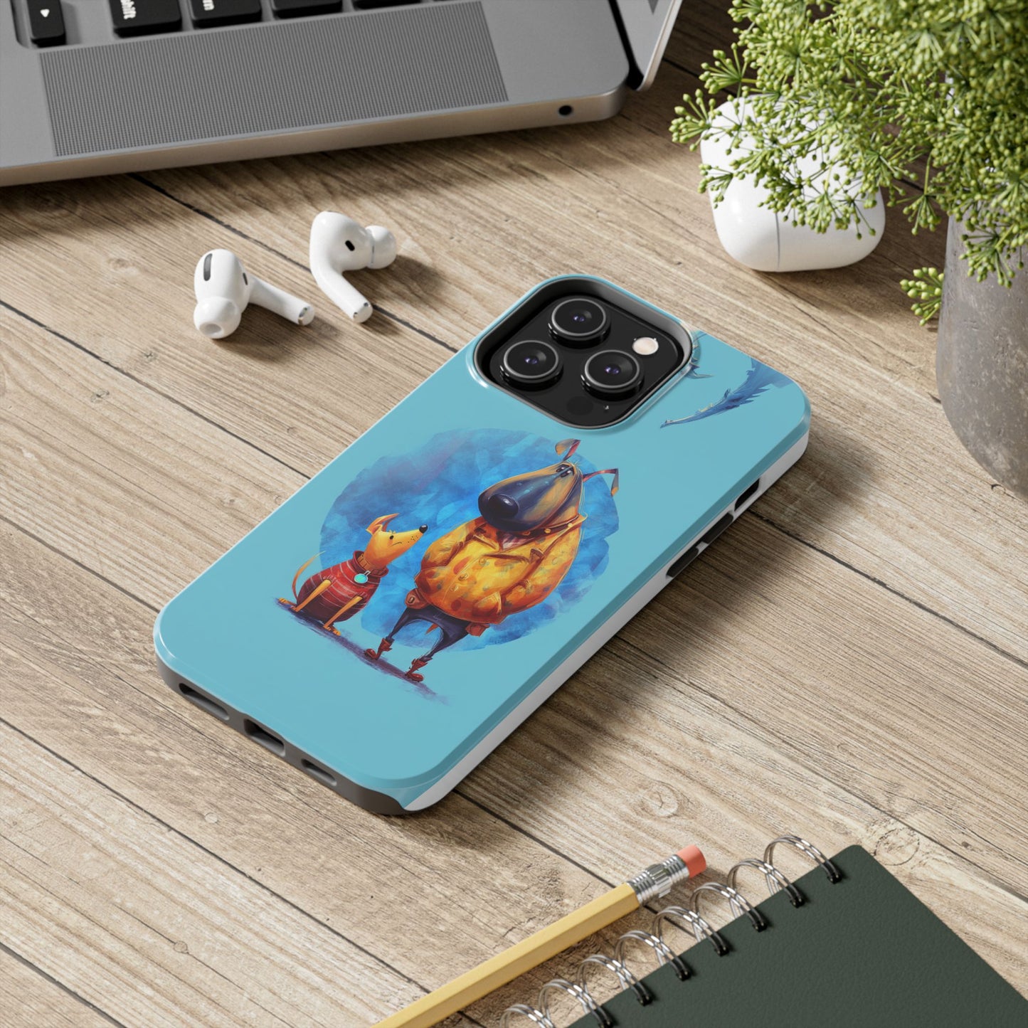 Whimsical Dog-Themed Tough Phone Case for Pet Lovers