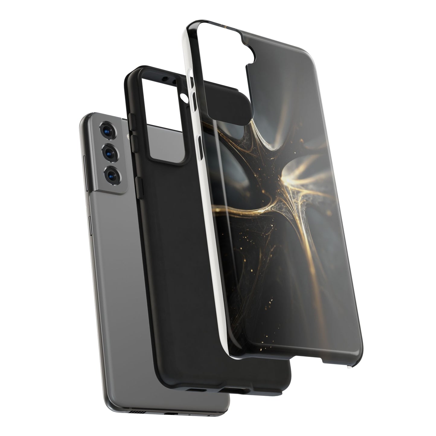 Elegant Tough Phone Case with Abstract Metallic Design