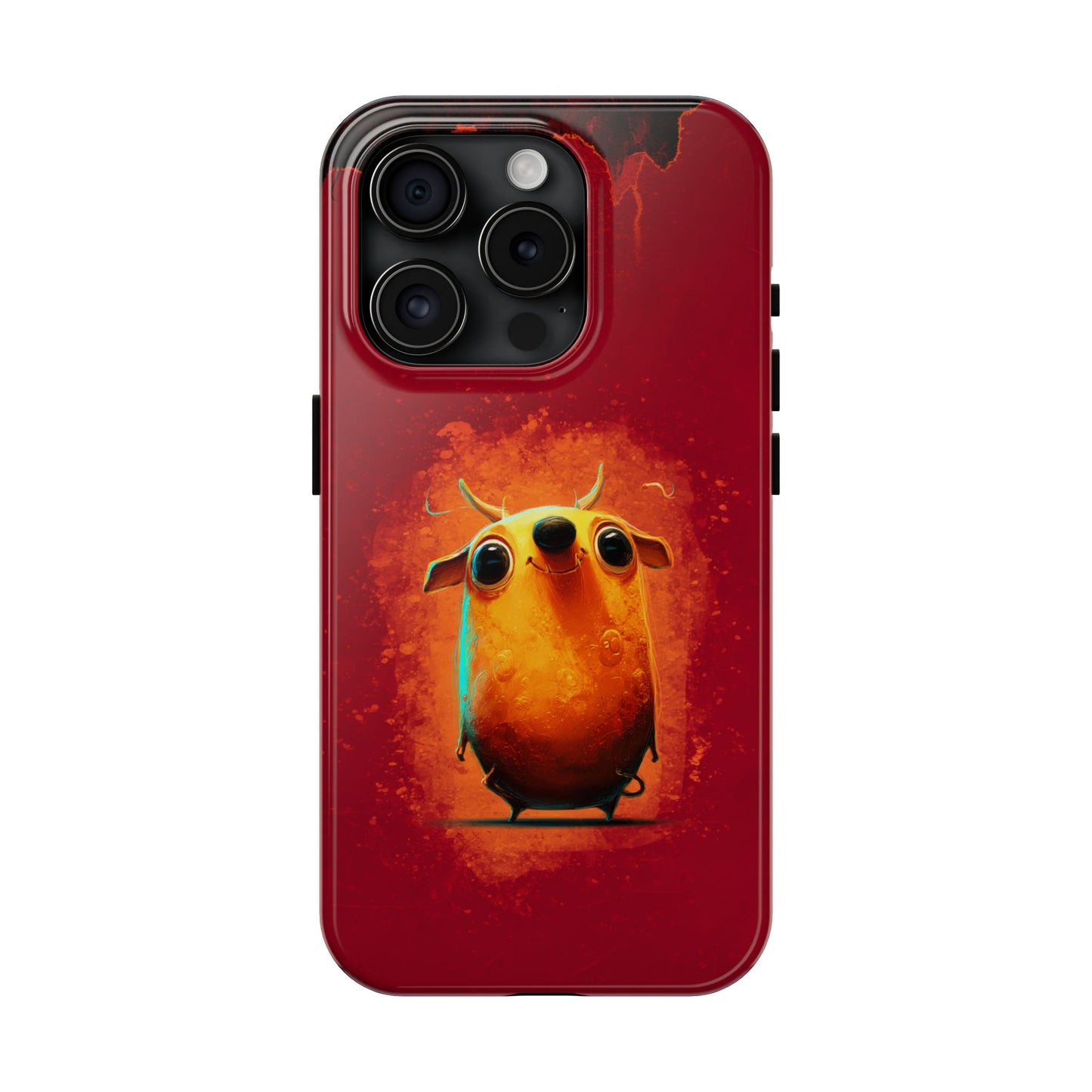 Whimsical Tough Phone Case - Cute Orange Monster Design