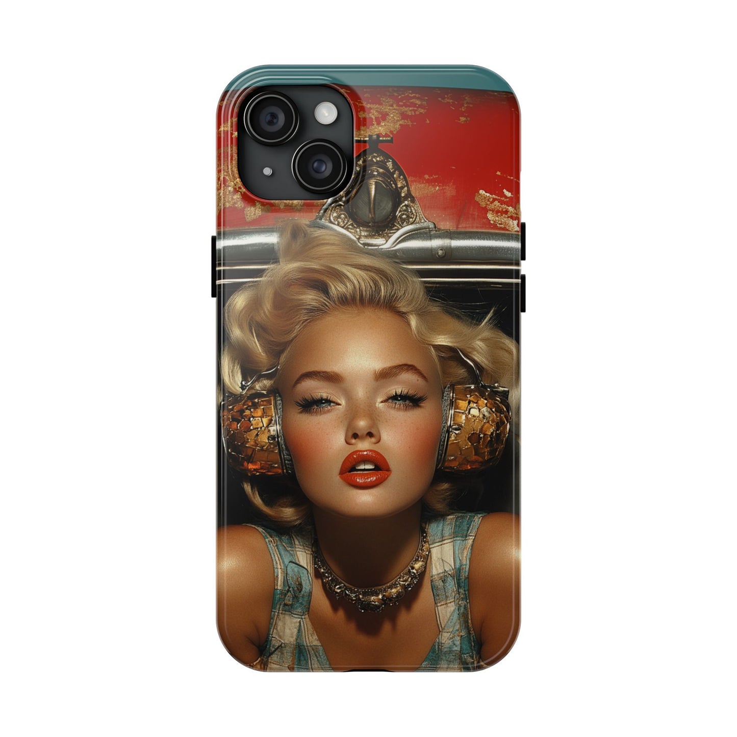 Retro Glam Tough Phone Case - Stylish Protection for Music Lovers