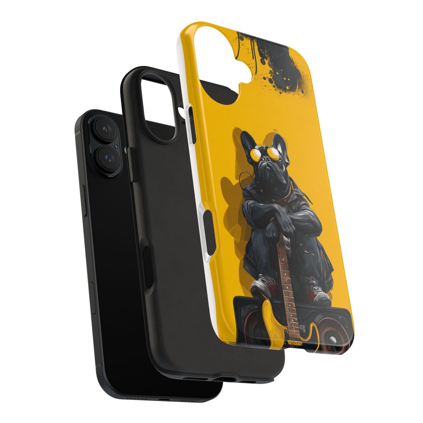 Rebellious Dog with Guitar Tough Phone Case – Wearable Art for Pet & Music Lovers