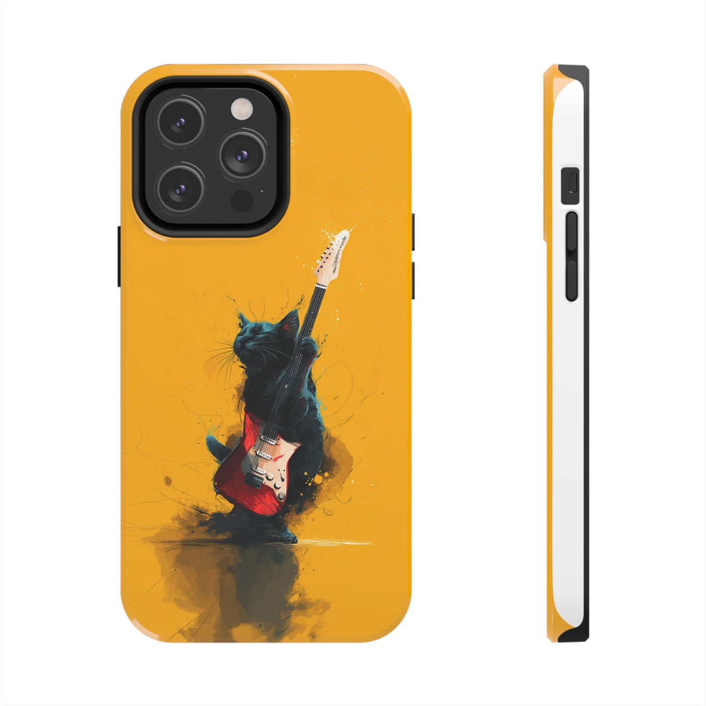 Black Cat Playing Red Guitar Tough Phone Case
