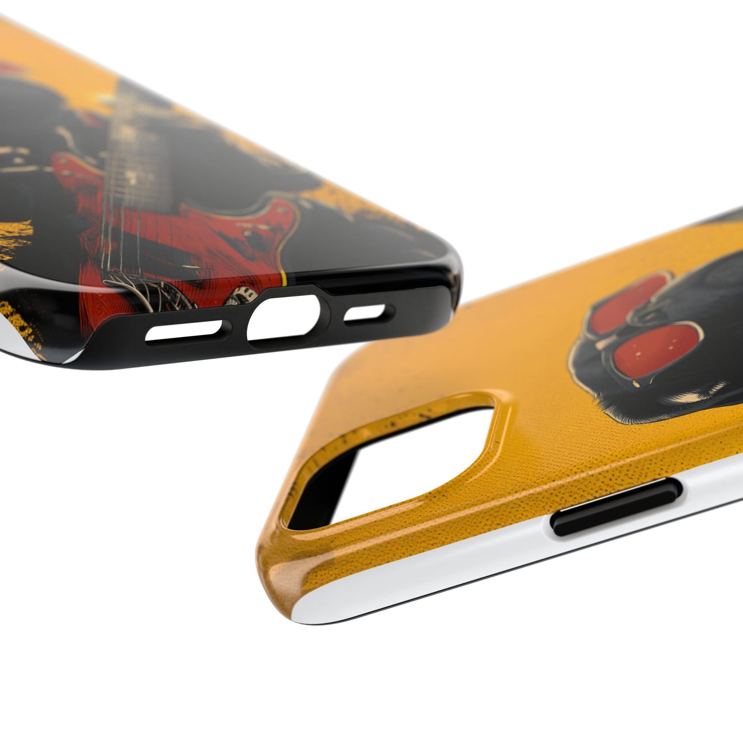 French Bulldog with Red Sunglasses Playing Red Guitar Tough Phone Case