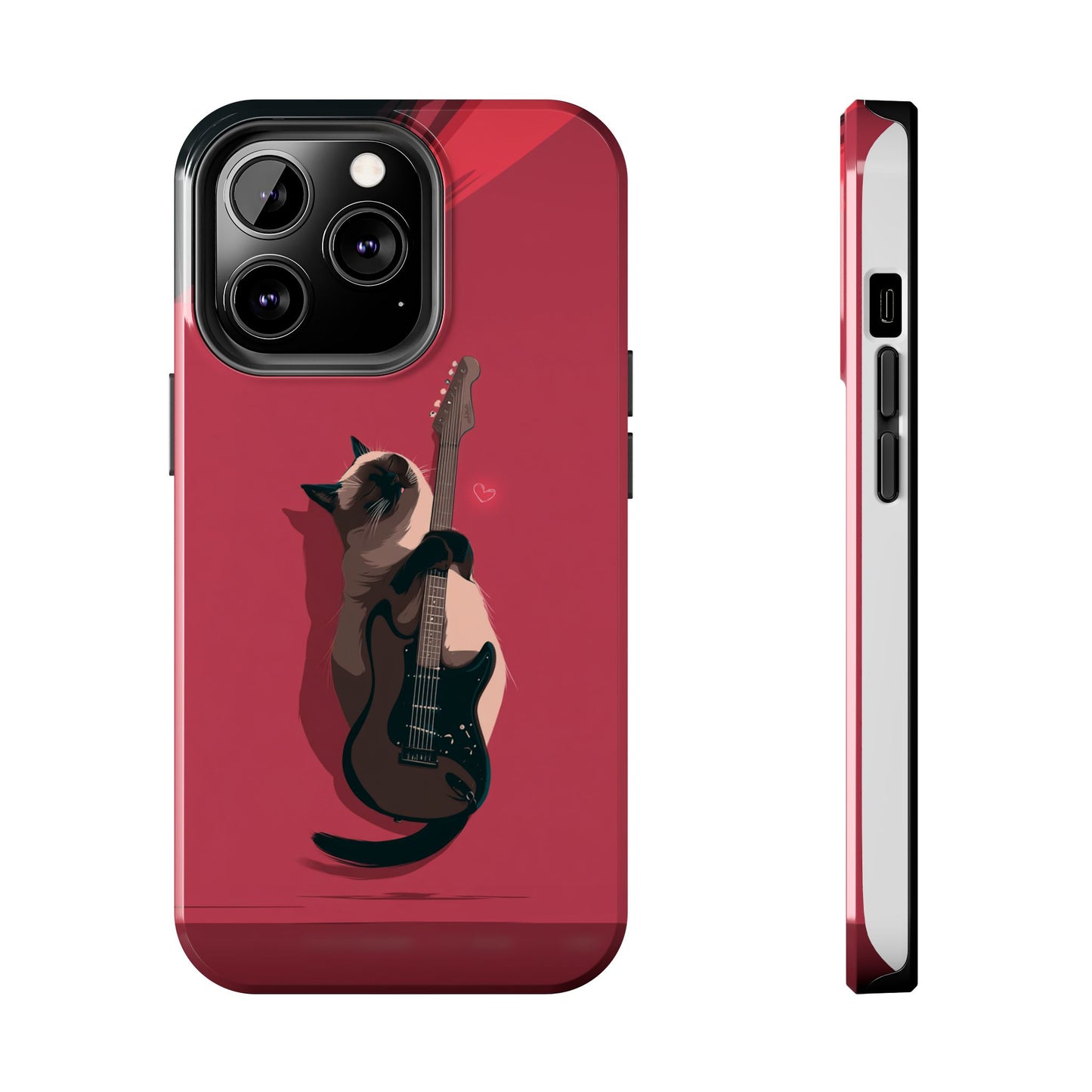 Charming Cat with Guitar Tough Phone Case – Wearable Art for Cat & Music Lovers