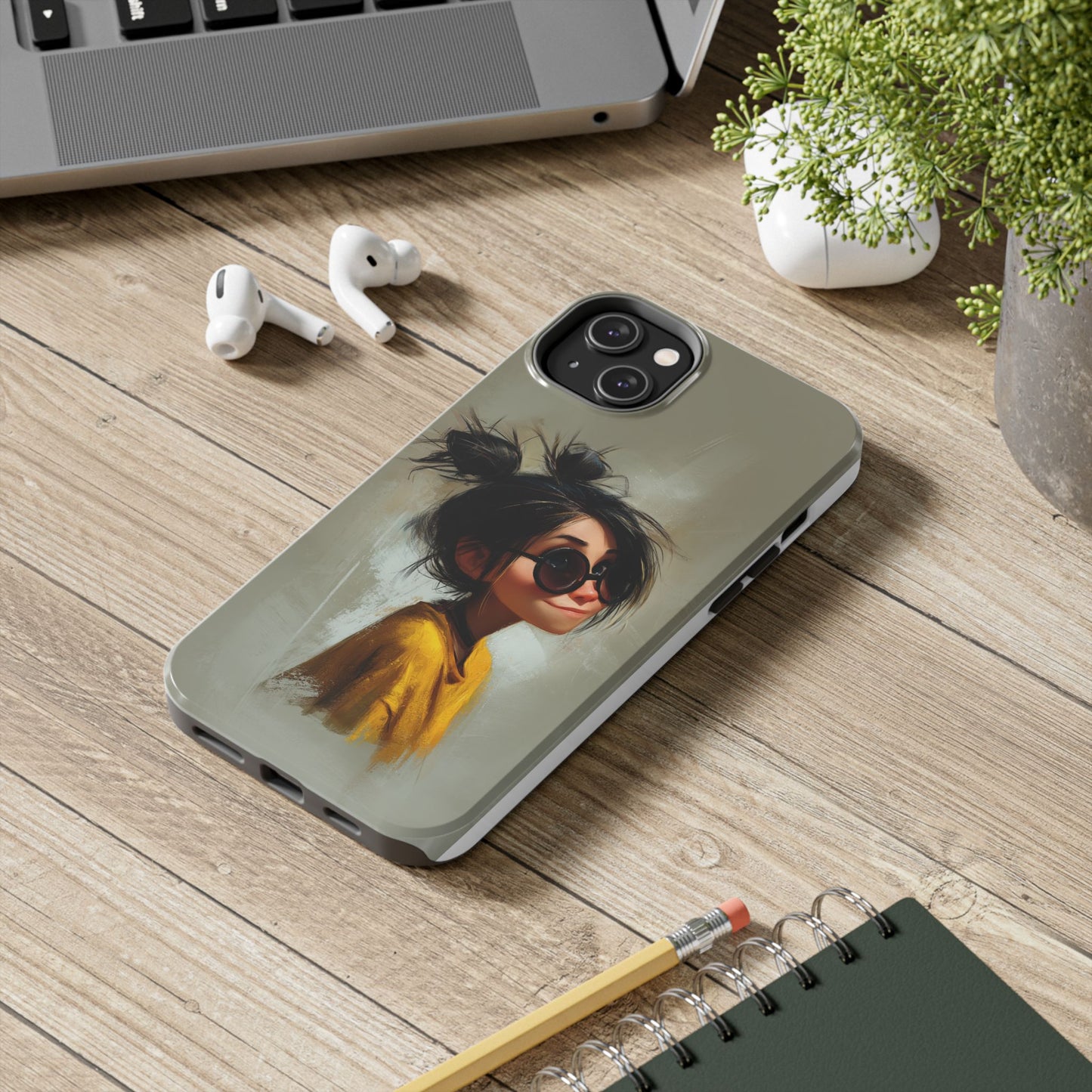 Trendy Tough Phone Case – Stylish Illustrated Girl Design for Fashion Lovers