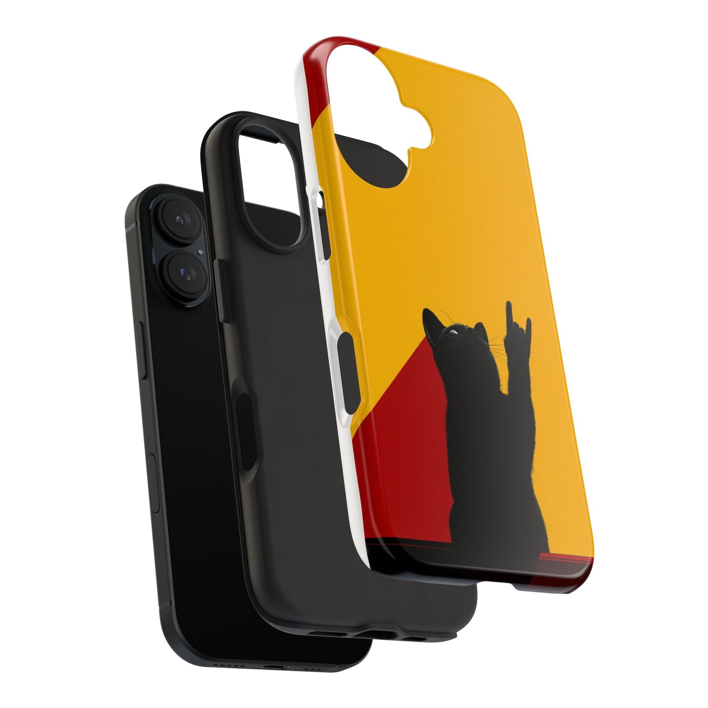 Black Cat Rock Gesture Tough Phone Case