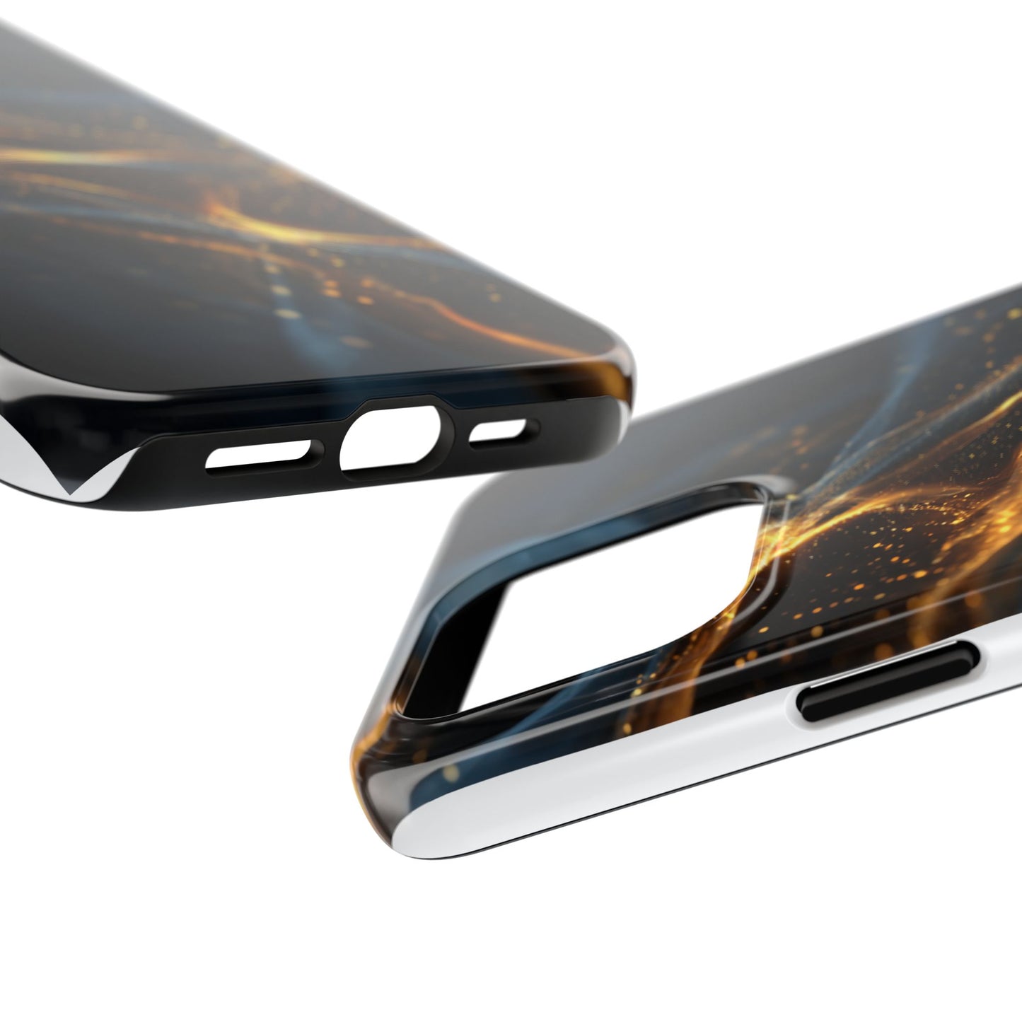 Stylish Tough Phone Case with Golden Swirl Design