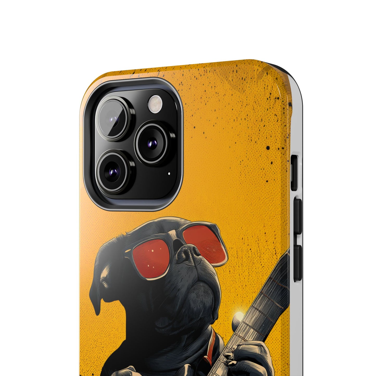 French Bulldog with Red Sunglasses Playing Red Guitar Tough Phone Case