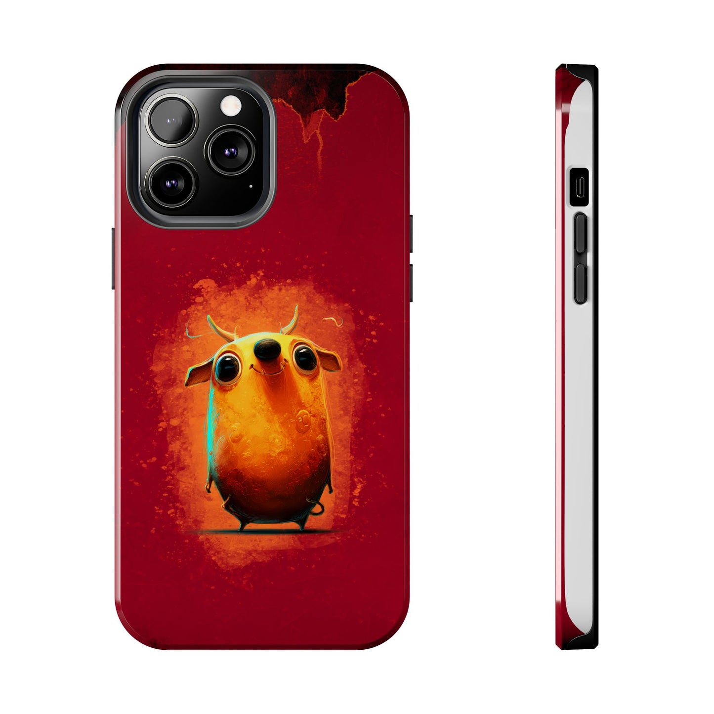 Whimsical Tough Phone Case - Cute Orange Monster Design