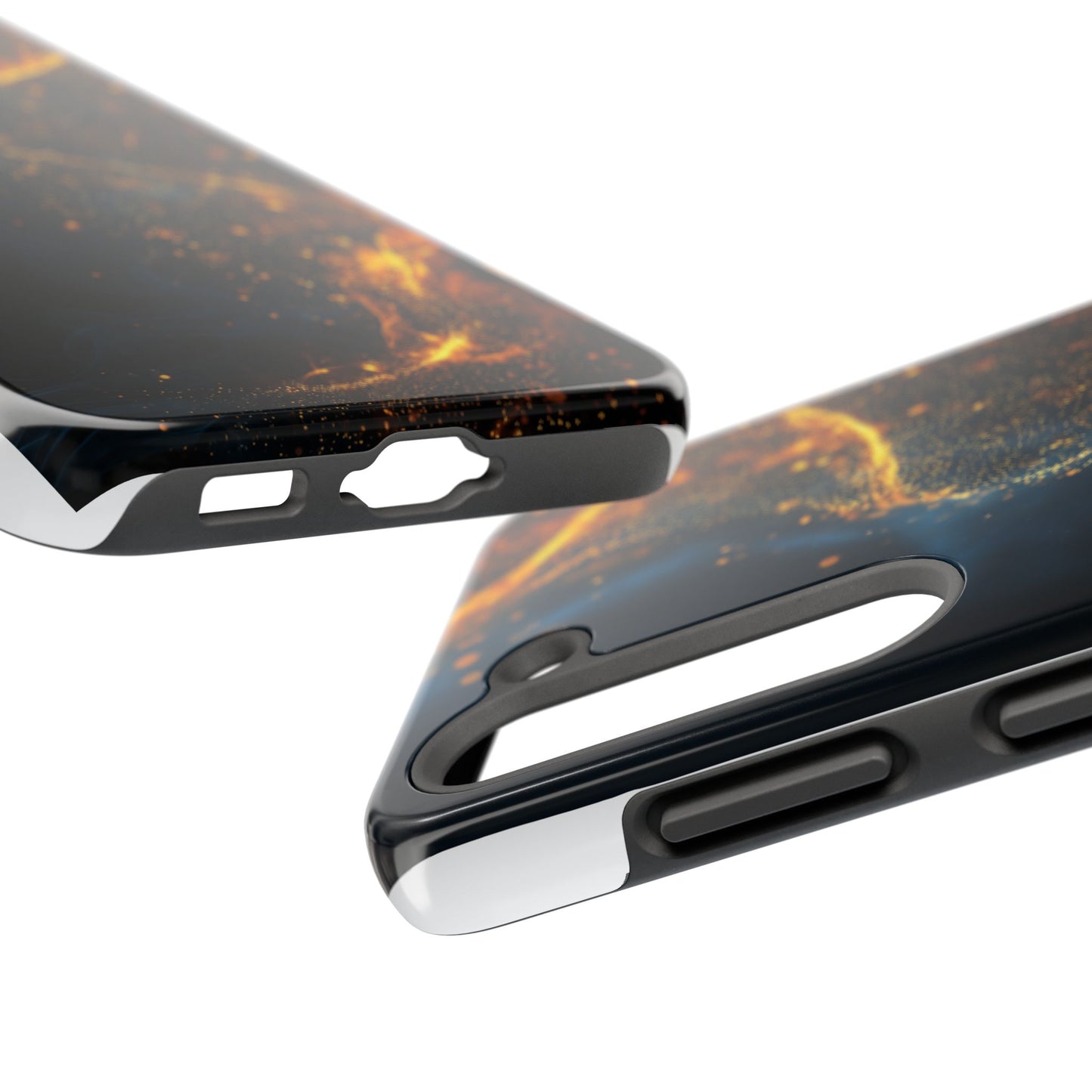 Sleek Tough Phone Cases with Abstract Gold and Blue Design