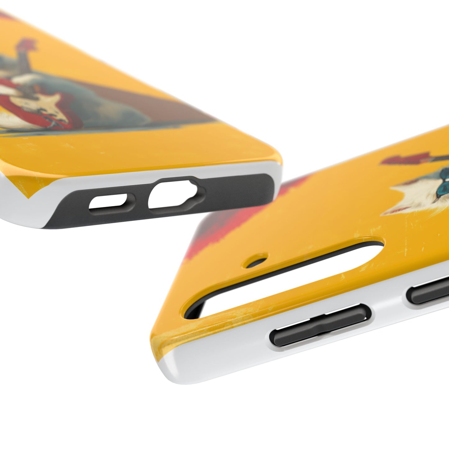 White Dog with Blue Sunglasses Playing Red Guitar Tough Phone Case