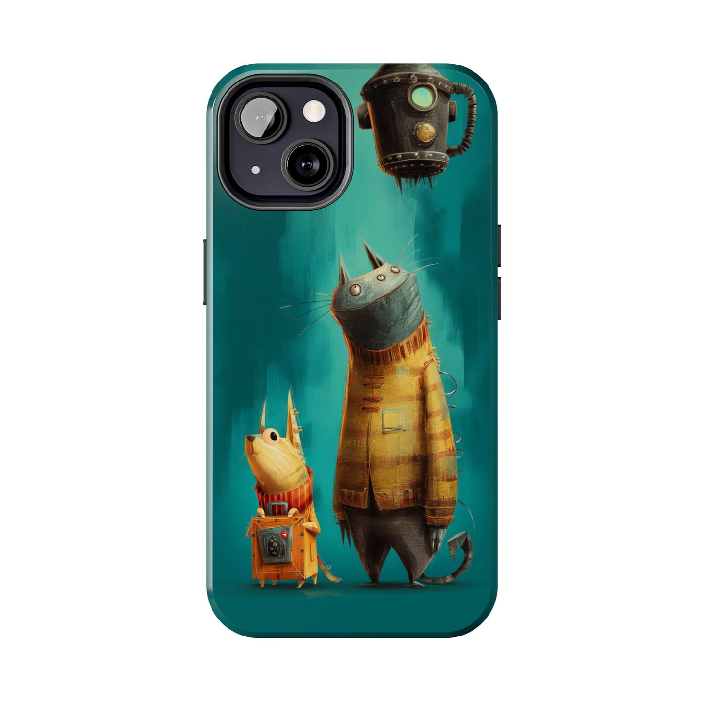 Whimsical Cat Adventure Tough Phone Case - Unique Design for Animal Lovers