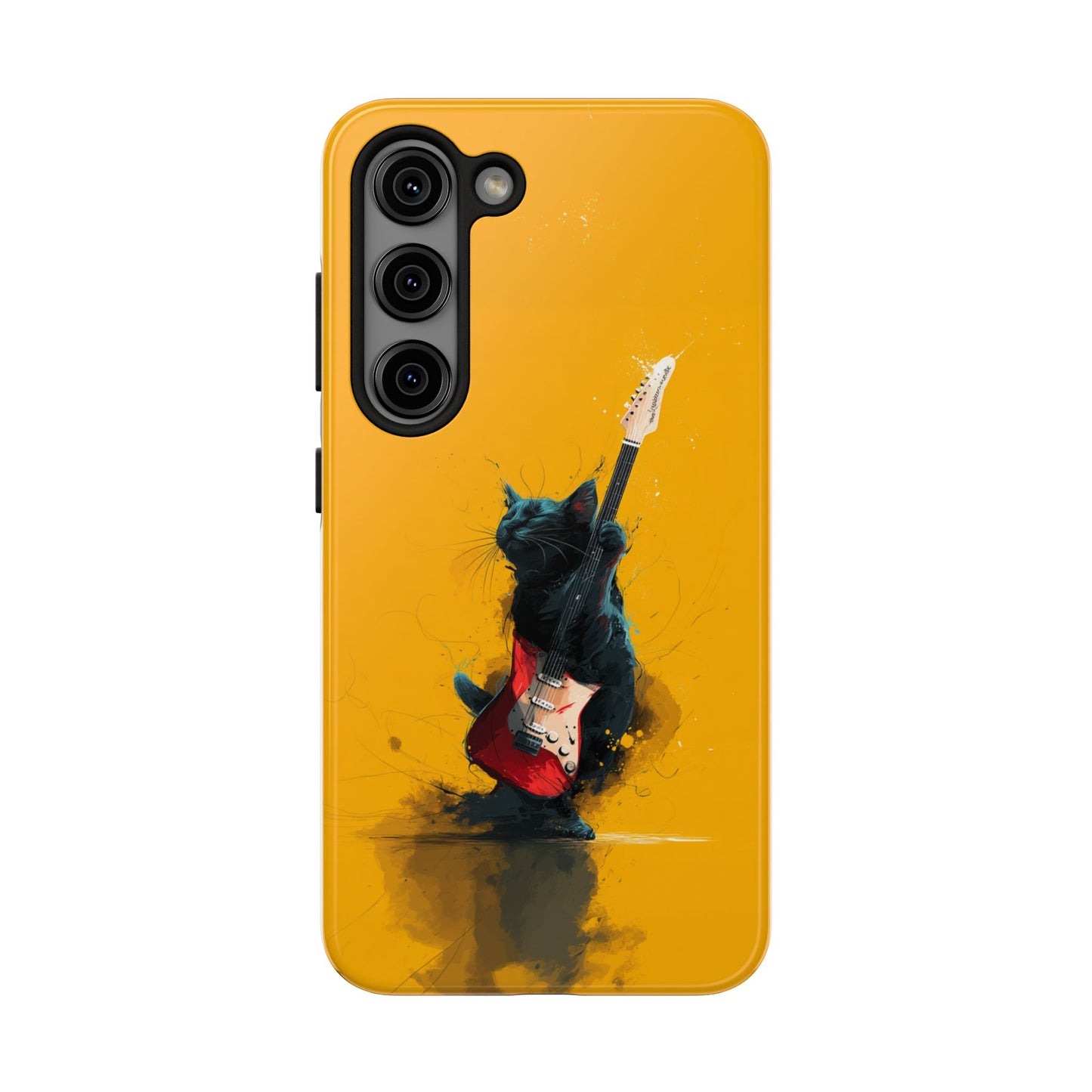 Black Cat Playing Red Guitar Tough Phone Case