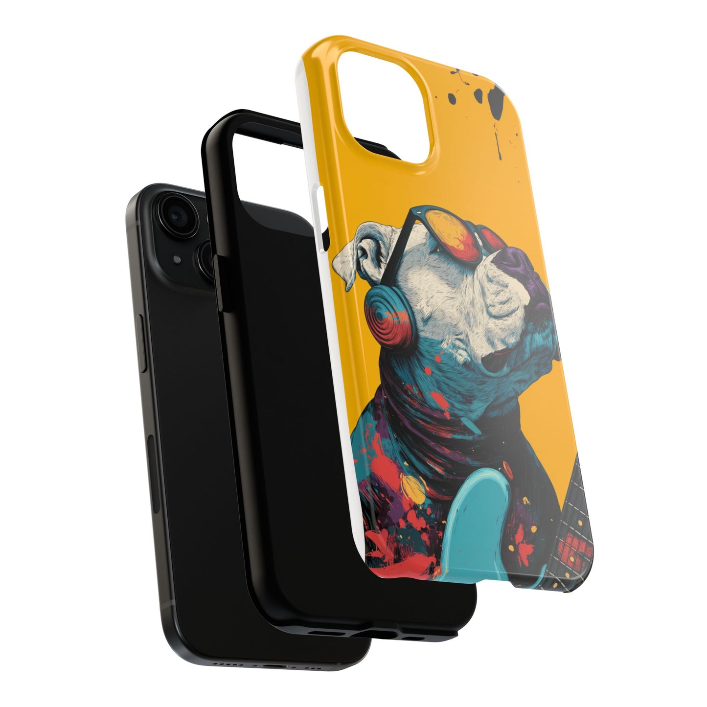 French Bulldog with Orange Sunglasses and Headphones Tough Phone Case
