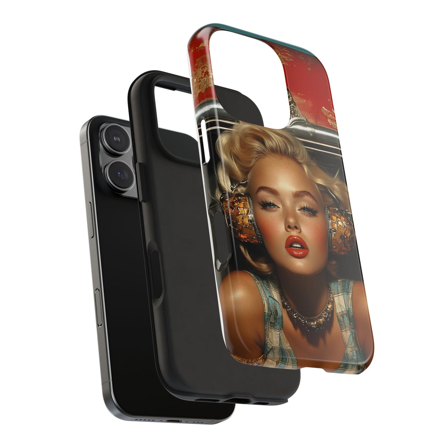 Retro Glam Tough Phone Case - Stylish Protection for Music Lovers