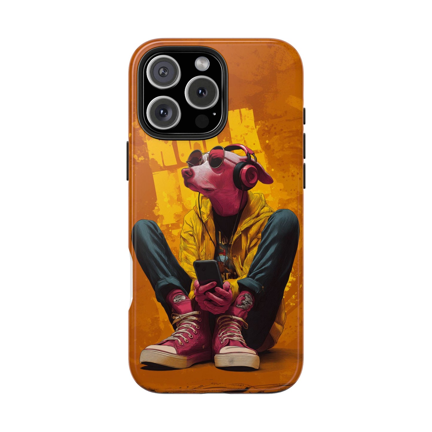 Dog with Pink Sunglasses and Headphones Tough Phone Case