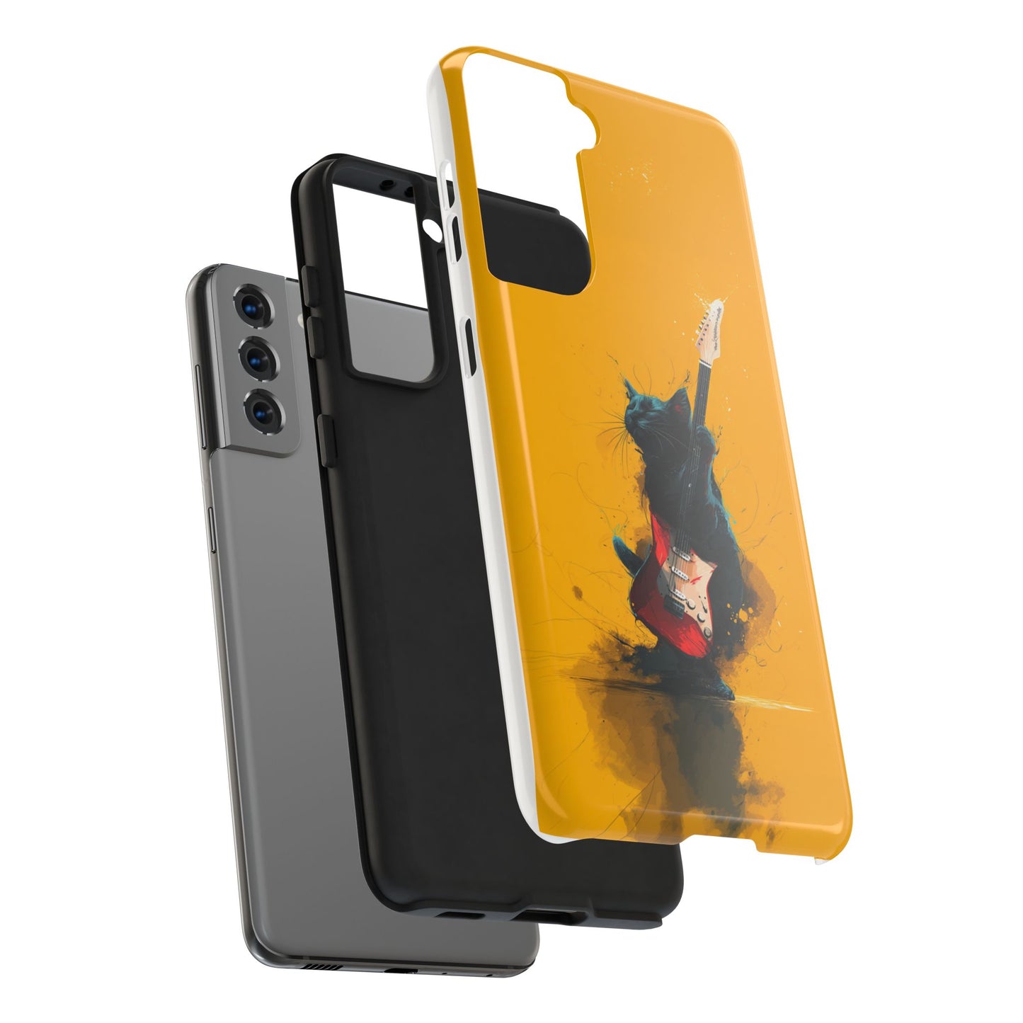 Black Cat Playing Red Guitar Tough Phone Case